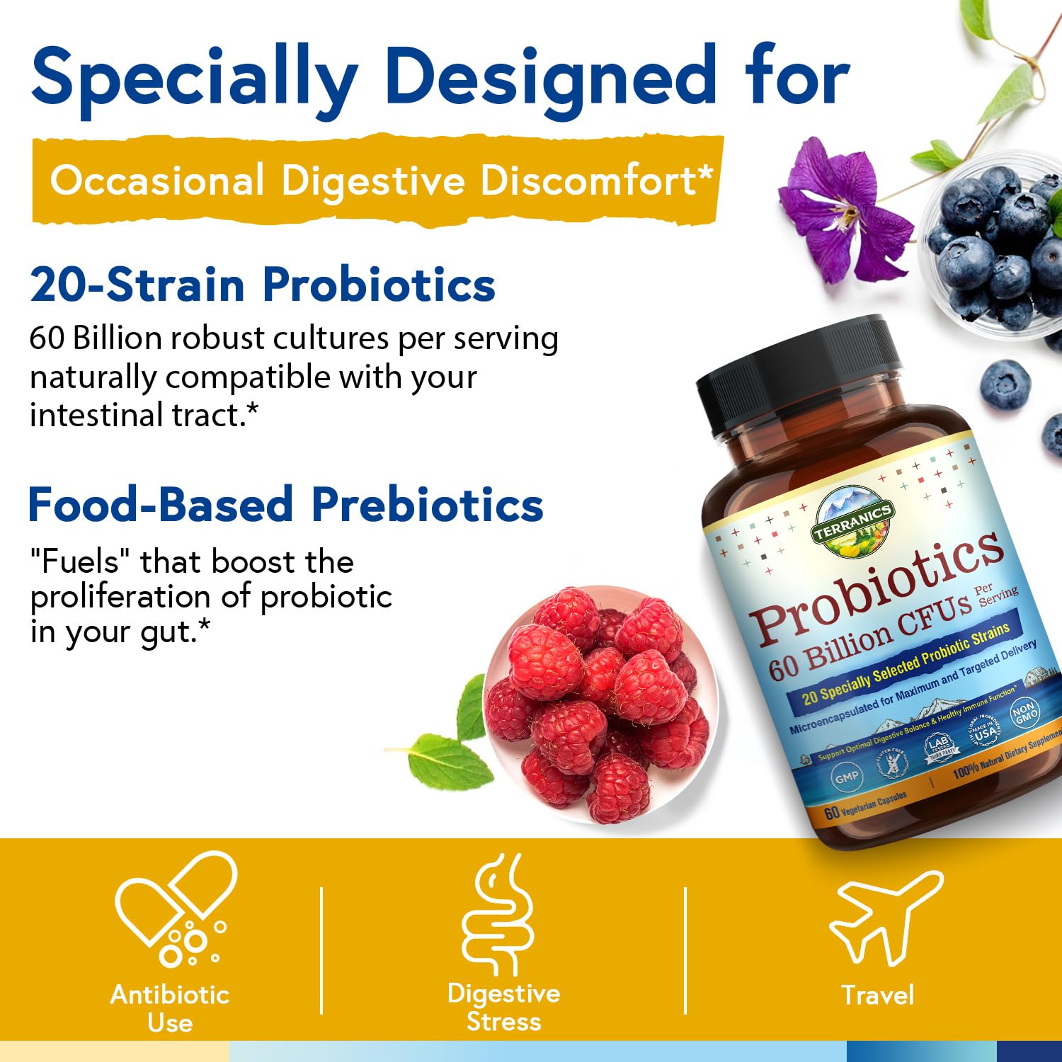 Foto 5 | Suplemento Probiótico Terranics Probiotics 60 Mil Millones De Cfu - Venta Internacional