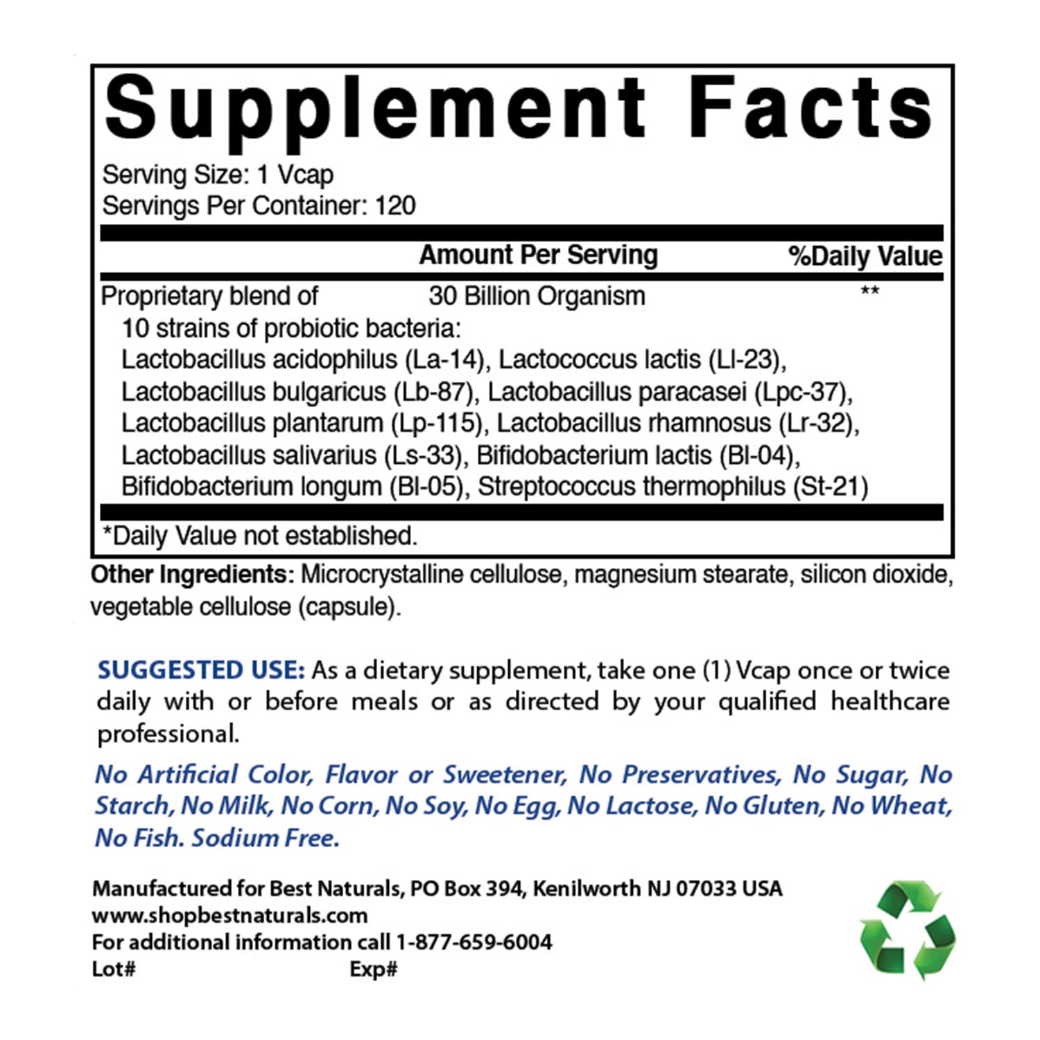 Foto 3 pulgar | Suplemento Best Naturals Probiotic 2 Paquetes de 120 Cápsulas-Venta Internacional