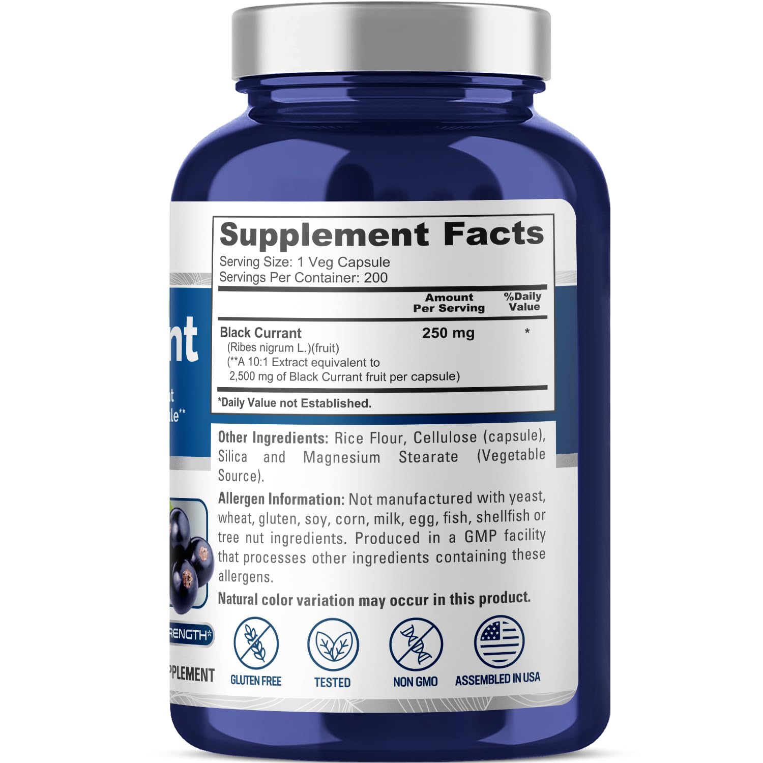 Foto 3 pulgar | Suplemento Nusapure Extracto de Grosella Negra 2500 mg 10:1 200 Cápsulas - Venta Internacional