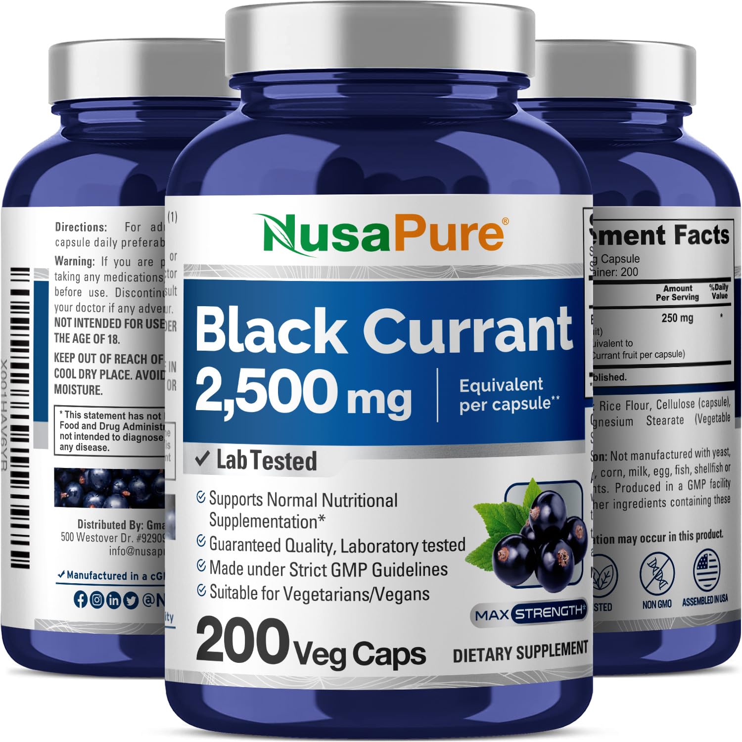 Foto 5 pulgar | Suplemento Nusapure Extracto de Grosella Negra 2500 mg 10:1 200 Cápsulas - Venta Internacional