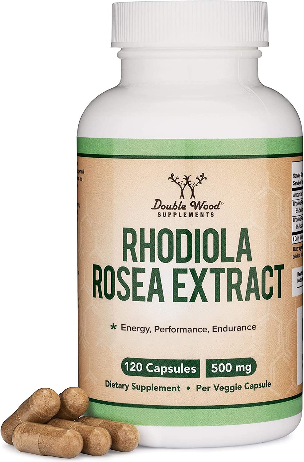 Foto 2 pulgar | Suplemento Double Wood Rhodiola Rosea 500 mg 120 Cápsulas Veganas - Venta Internacional