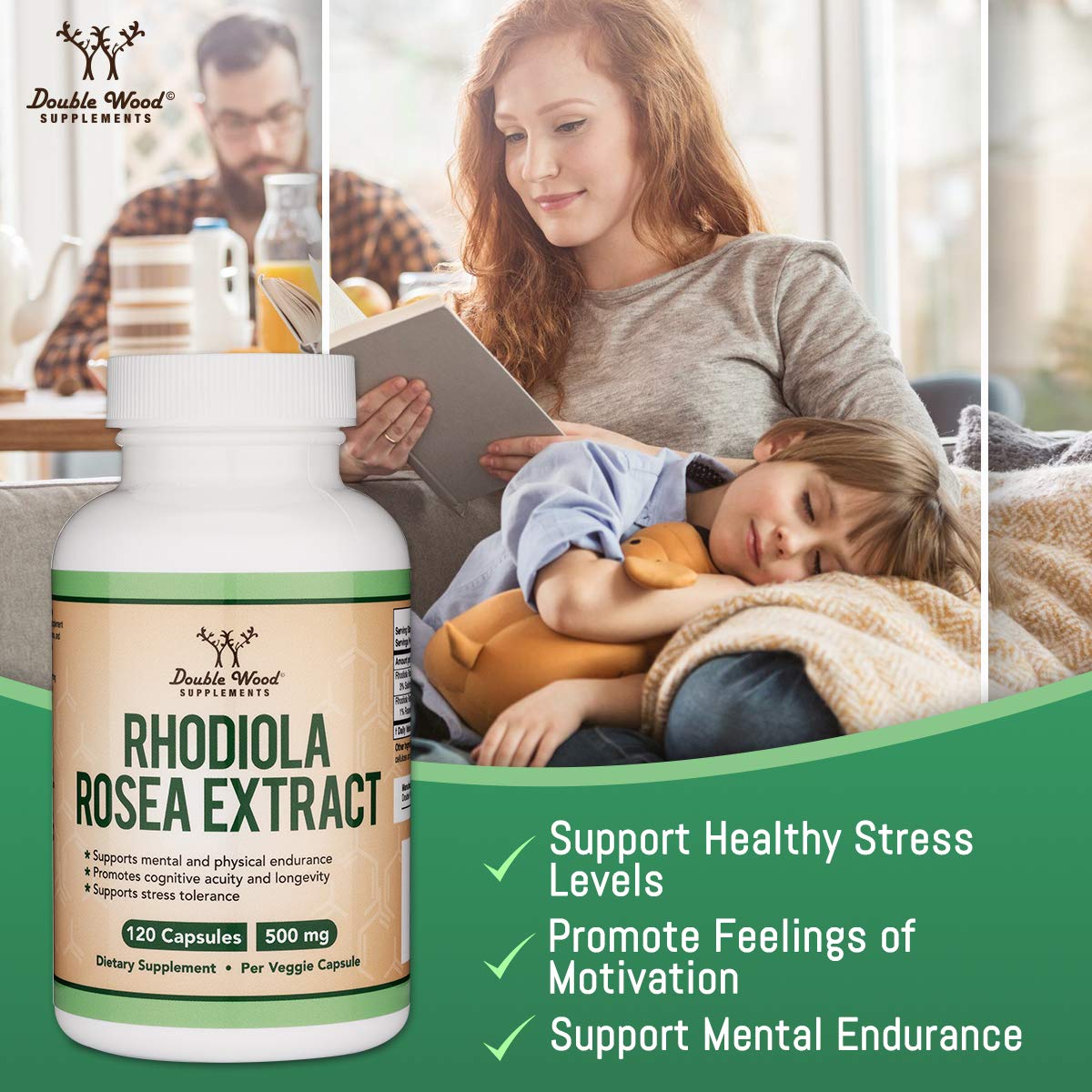 Foto 4 pulgar | Suplemento Double Wood Rhodiola Rosea 500 mg 120 Cápsulas Veganas - Venta Internacional