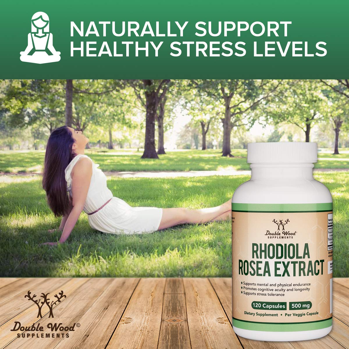 Foto 5 pulgar | Suplemento Double Wood Rhodiola Rosea 500 mg 120 Cápsulas Veganas - Venta Internacional