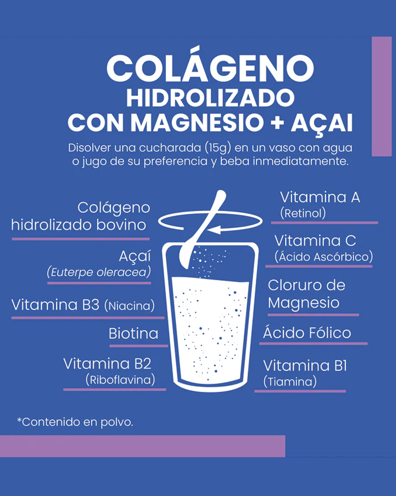Foto 2 | Flow Vitaminas Minerales y Suplementoscolágeno Hidrolizado Açaí y Cloruro de Magnesio de 500 g