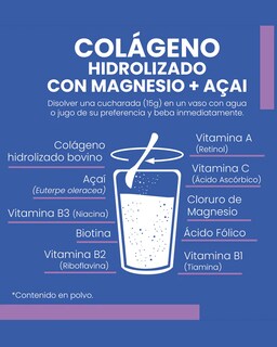 Foto 2 | Flow Vitaminas Minerales y Suplementoscolágeno Hidrolizado Açaí y Cloruro de Magnesio de 500 g