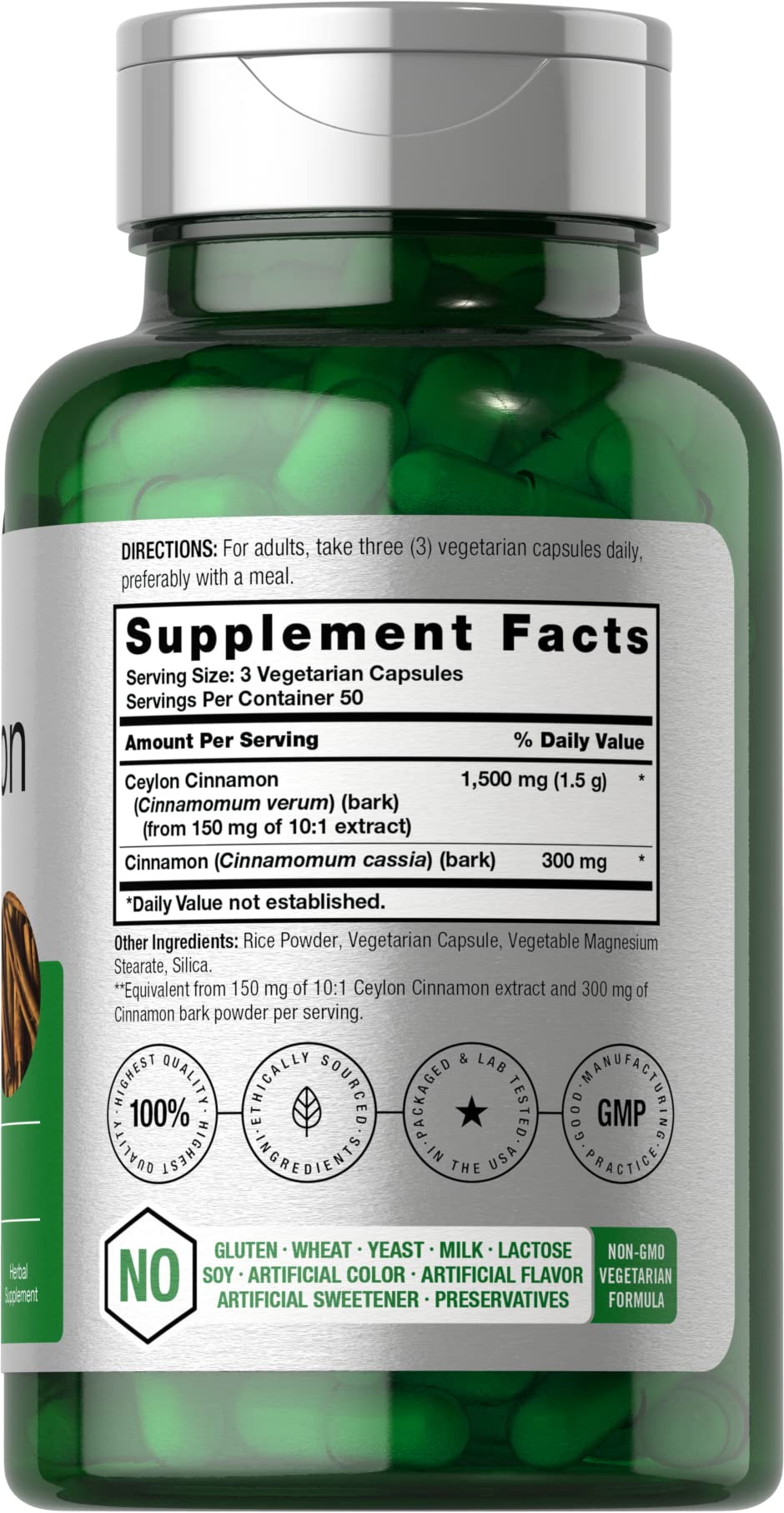 Foto 3 pulgar | Suplemento Horbaach Canela 1800 mg 150 Cápsulas - Venta Internacional