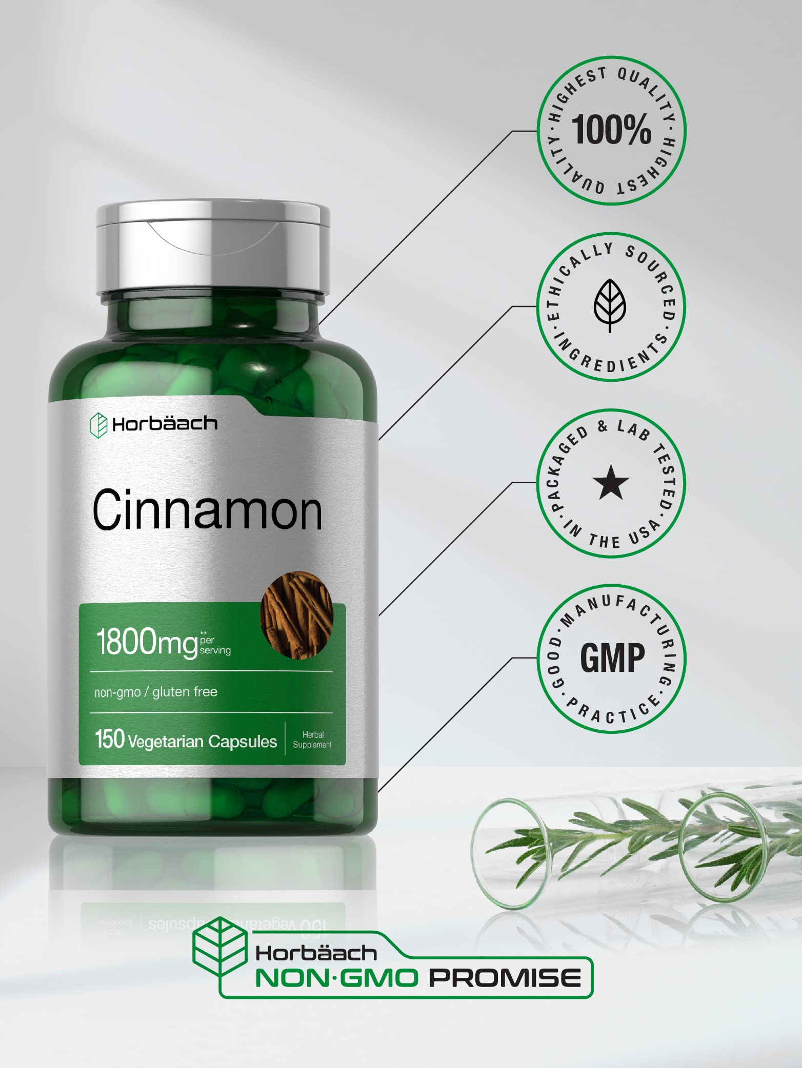 Foto 5 | Suplemento Horbaach Canela 1800 mg 150 Cápsulas - Venta Internacional