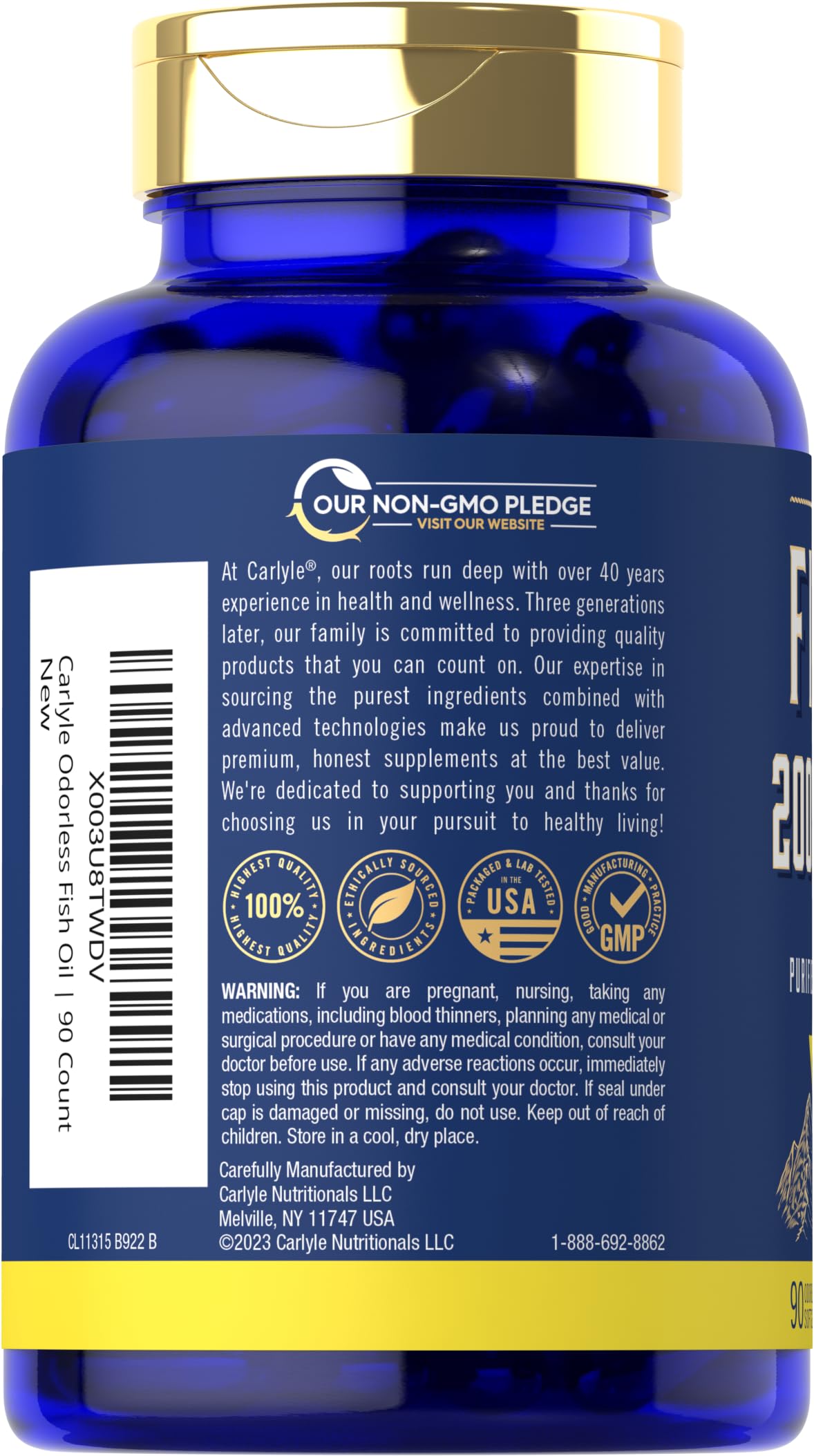 Foto 3 | Suplemento de Aceite De Pescado Carlyle 2000 Mg - Venta Internacional
