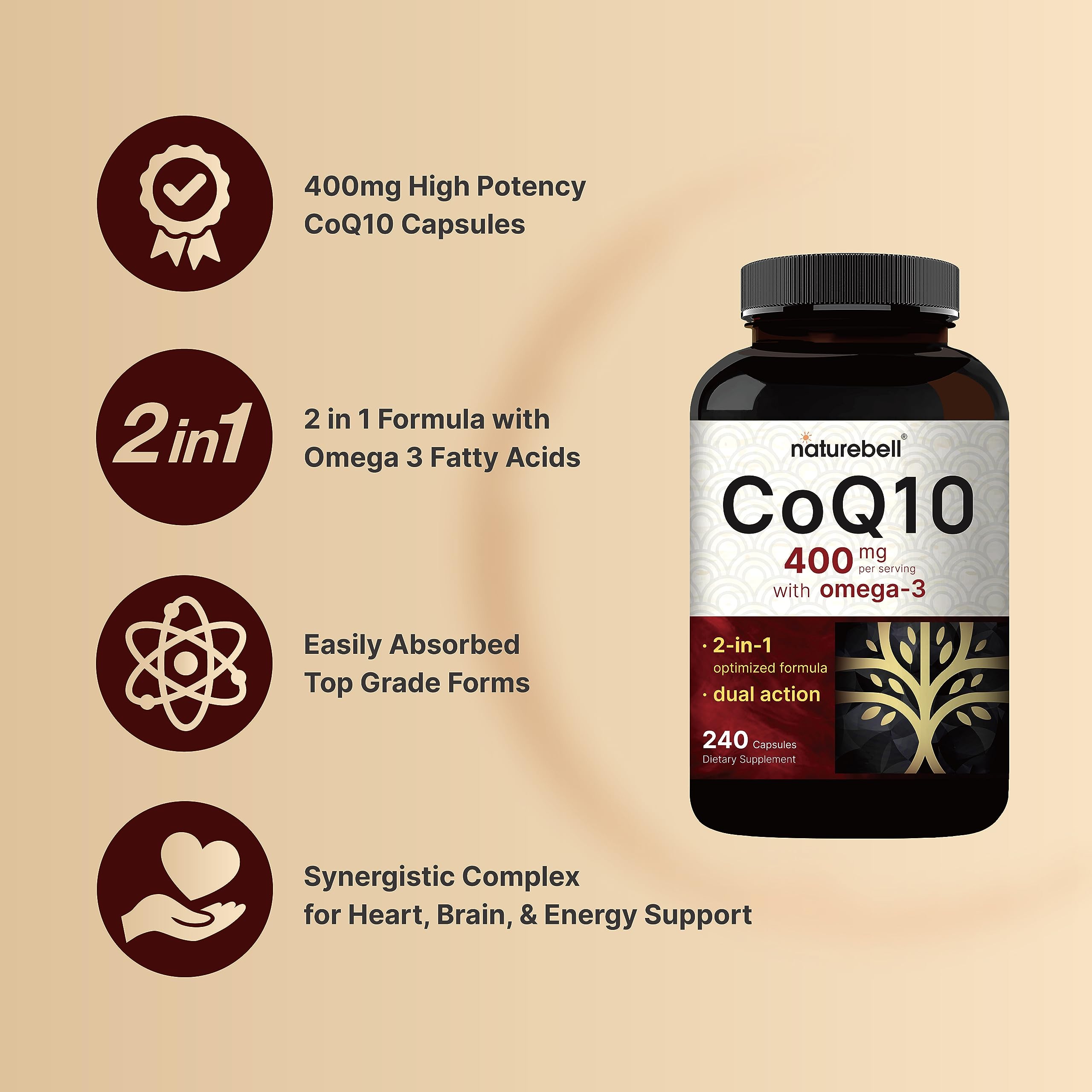 Foto 4 pulgar | Suplemento Naturebell Coq10 400 mg con Omega-3 240 Cápsulas - Venta Internacional