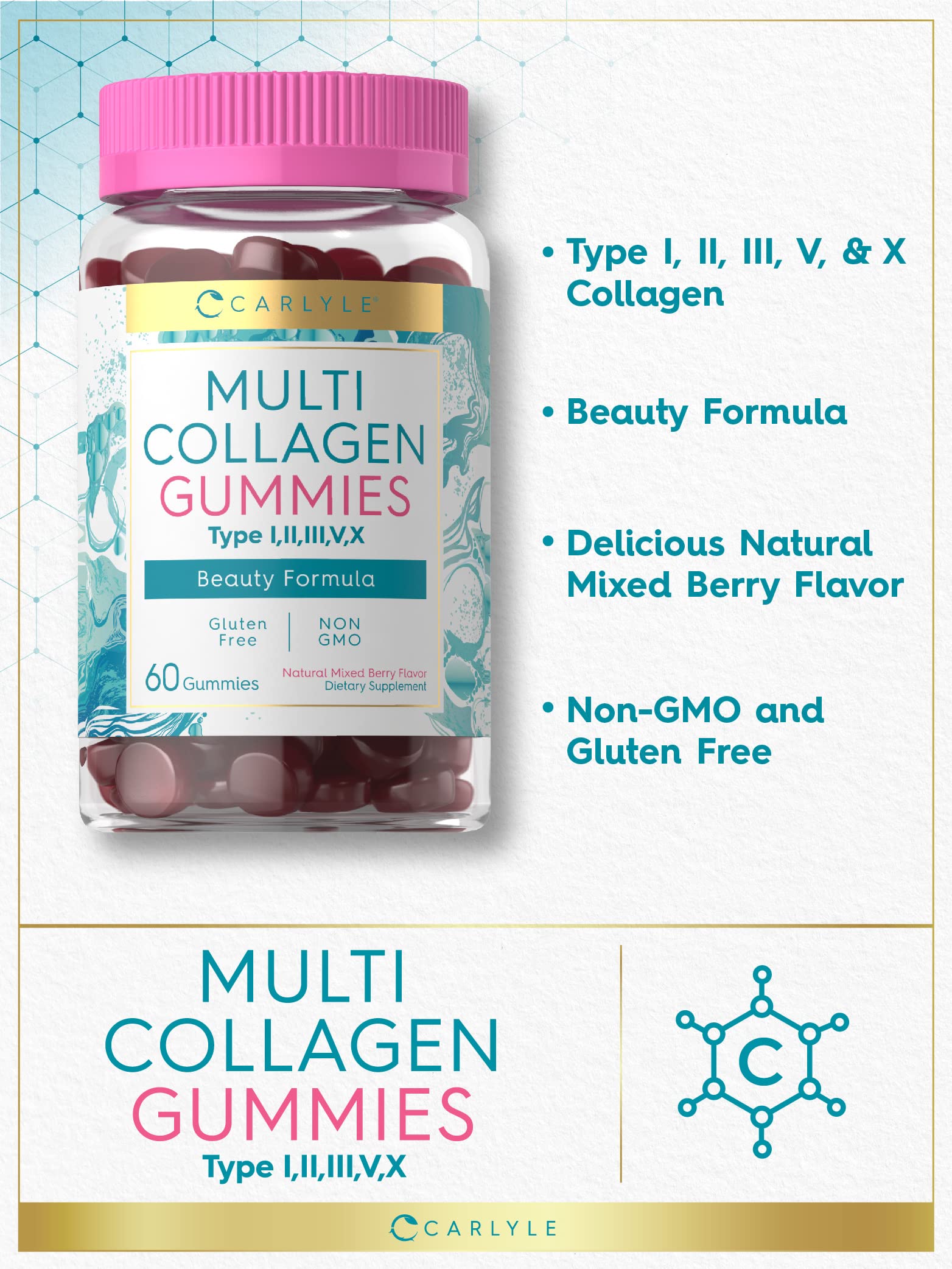 Foto 4 pulgar | Suplemento Carlyle Collagen Gummies 60 Unidades Mezcla de Bayas - Venta Internacional