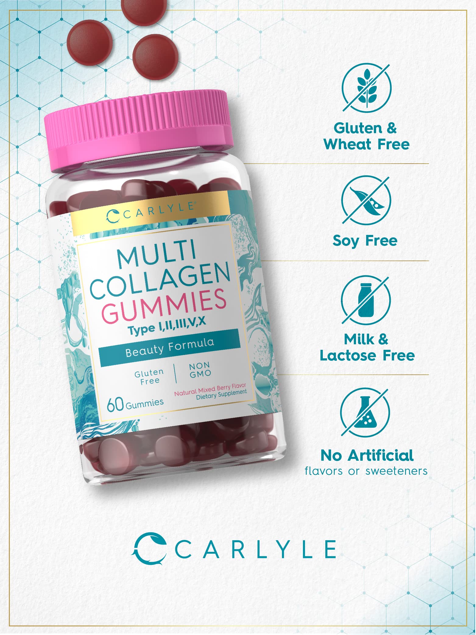 Foto 5 pulgar | Suplemento Carlyle Collagen Gummies 60 Unidades Mezcla de Bayas - Venta Internacional