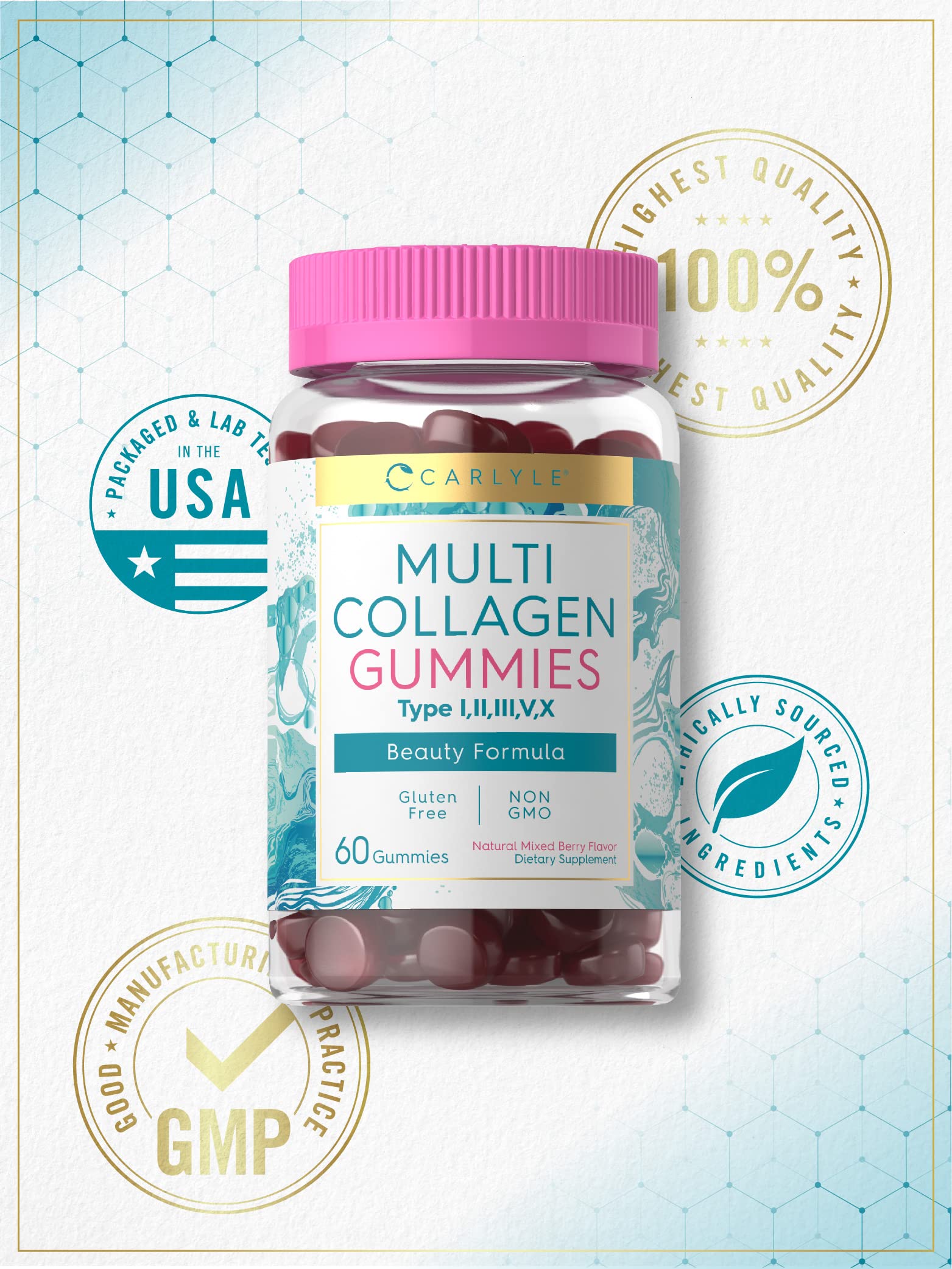 Foto 6 pulgar | Suplemento Carlyle Collagen Gummies 60 Unidades Mezcla de Bayas - Venta Internacional