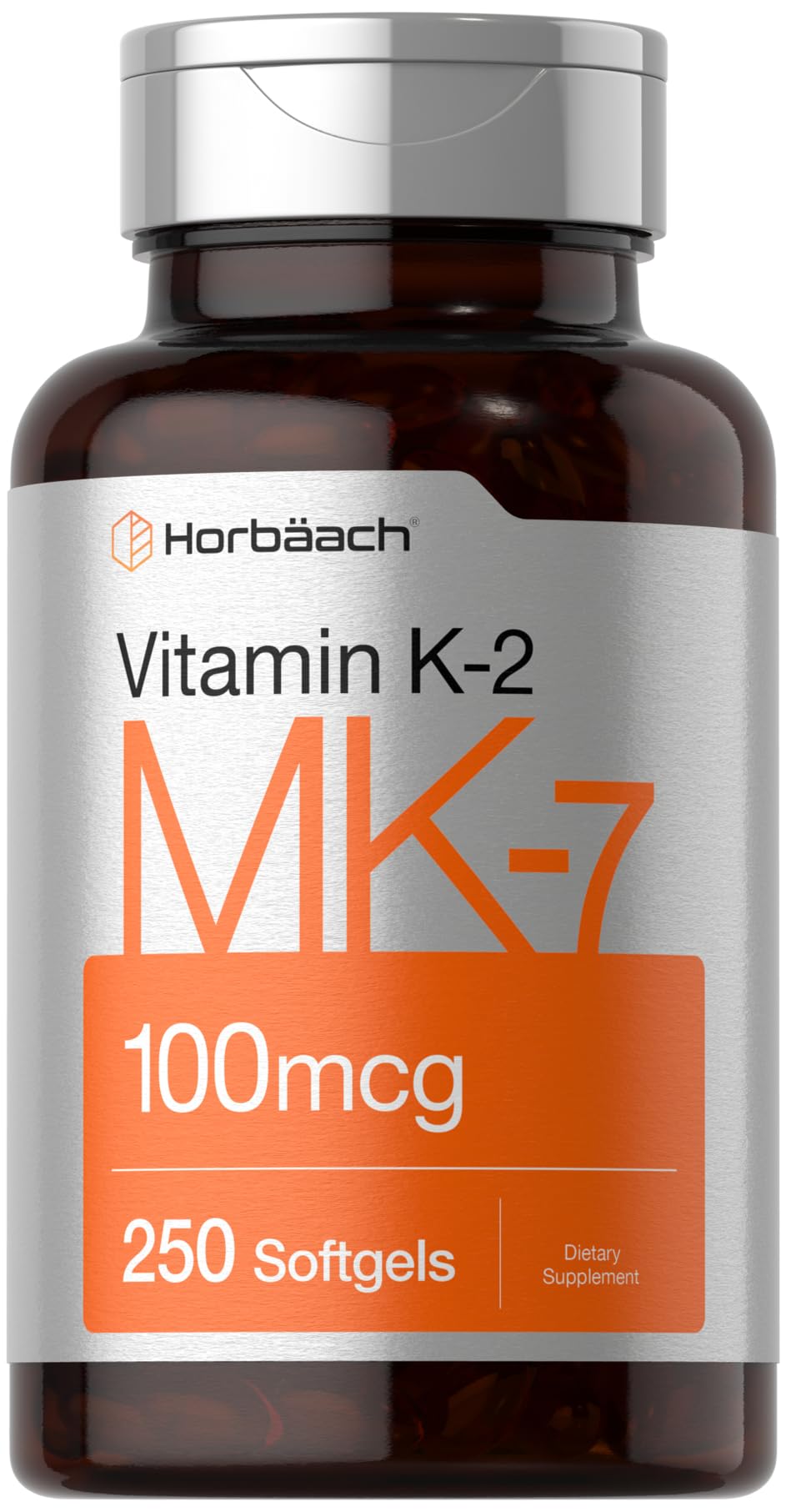 Suplemento Horbäach Vitamina K2 Mk7 100 Mcg 250 Cápsulas- Venta Internacional