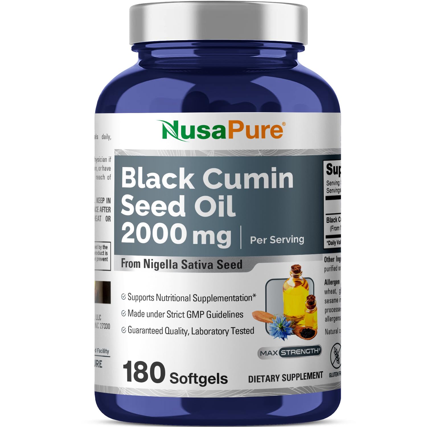 Foto 2 pulgar | Suplemento Nusapure Aceite de Semilla Negra 2000 mg 180 Cápsulas - Venta Internacional