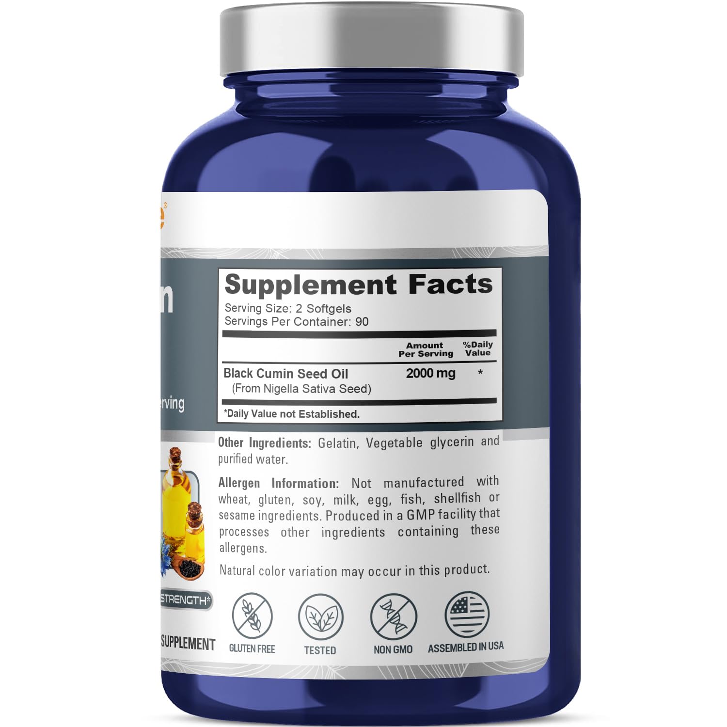 Foto 3 pulgar | Suplemento Nusapure Aceite de Semilla Negra 2000 mg 180 Cápsulas - Venta Internacional