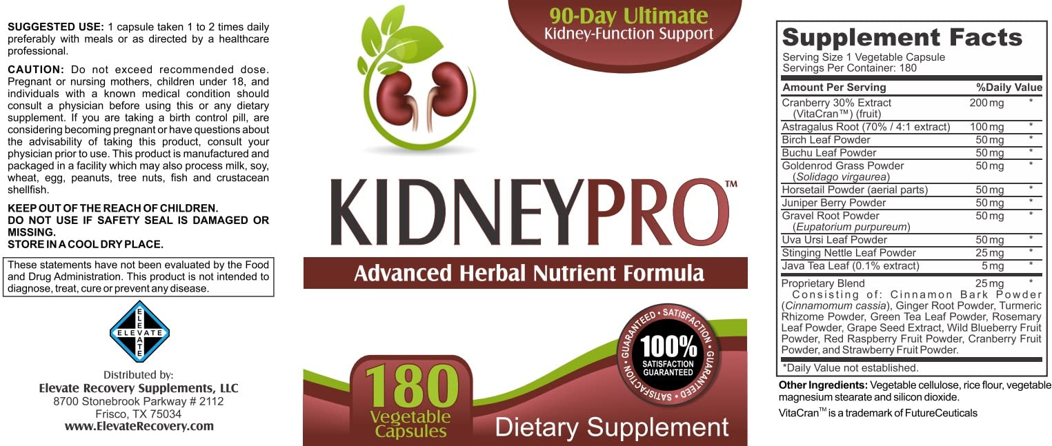 Foto 5 | Suplemento Elevate Recovery Kidney-pro 180 Cápsulas - Venta Internacional