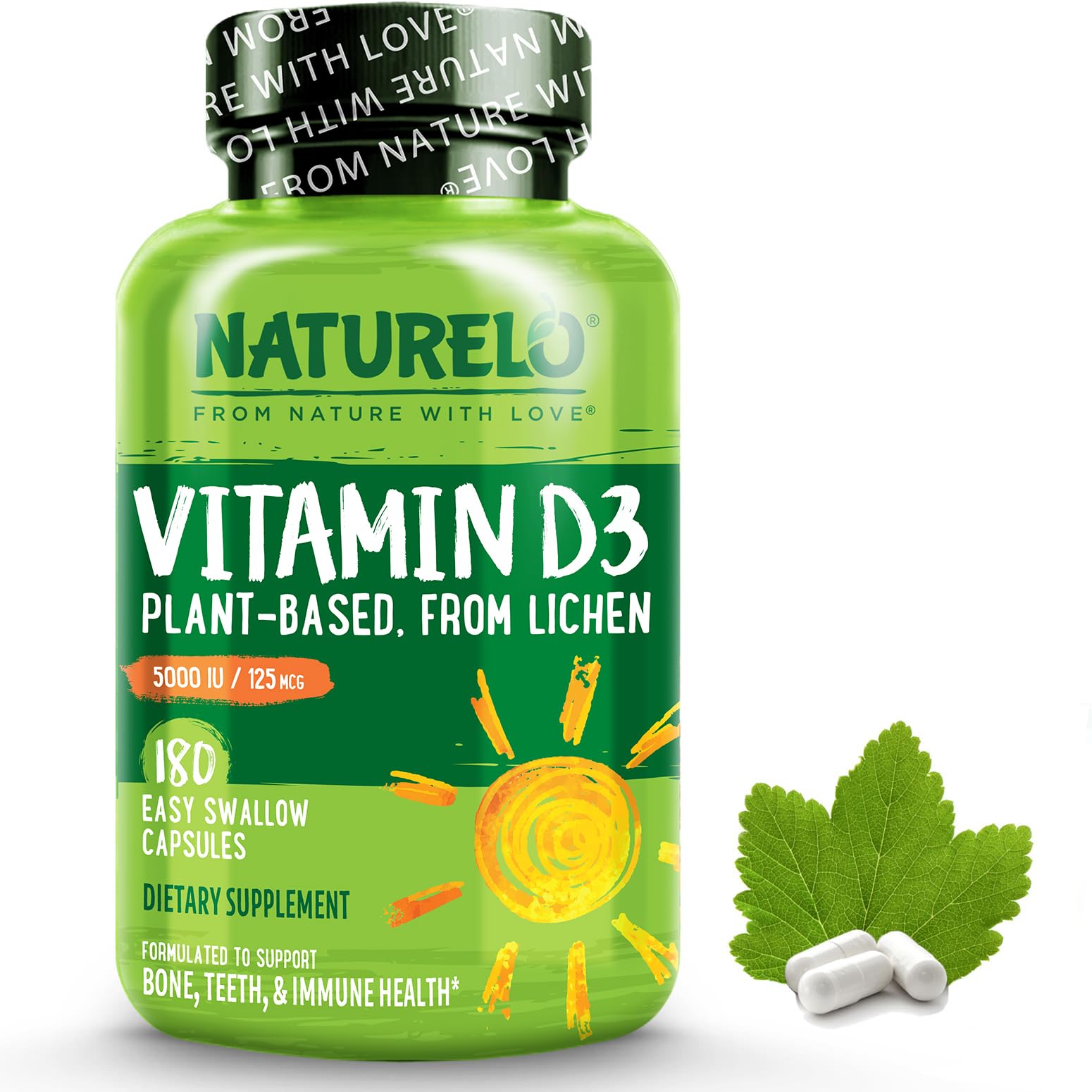 Foto 2 pulgar | Vitamina D3 Naturelo de 5000 Iu a Base de Plantas 180 Cápsulas - Venta Internacional