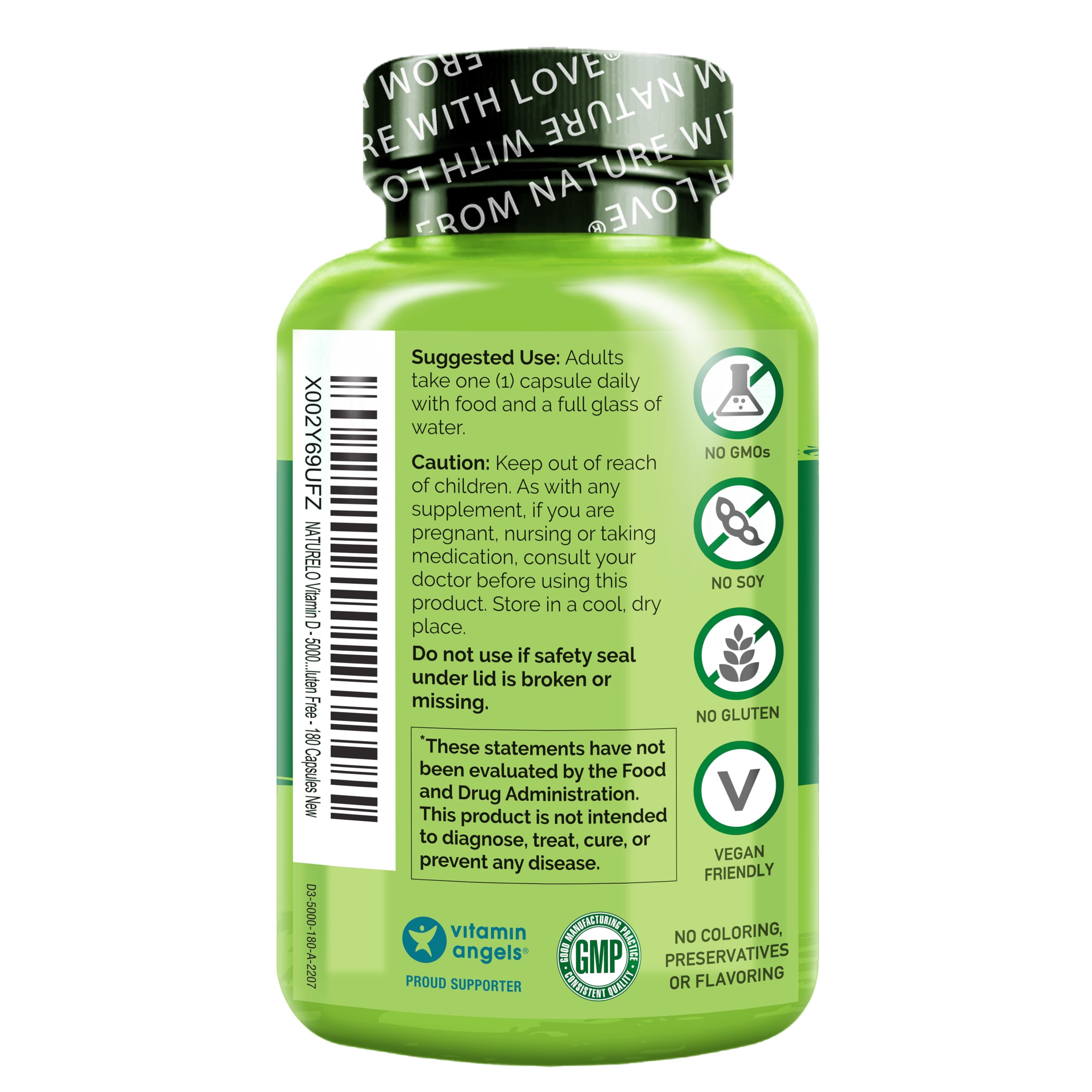 Foto 3 pulgar | Vitamina D3 Naturelo de 5000 Iu a Base de Plantas 180 Cápsulas - Venta Internacional
