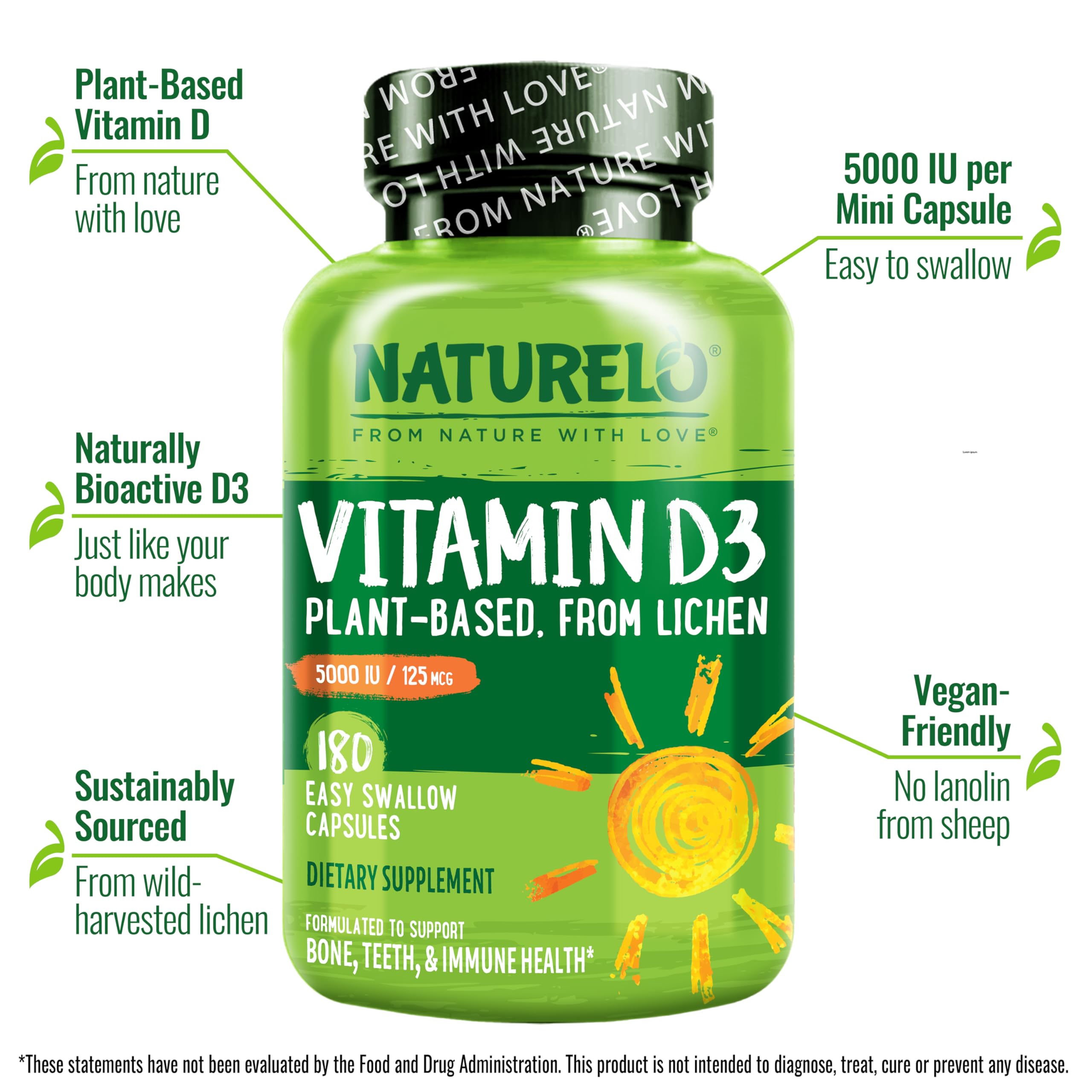 Foto 4 | Vitamina D3 Naturelo de 5000 Iu a Base de Plantas 180 Cápsulas - Venta Internacional