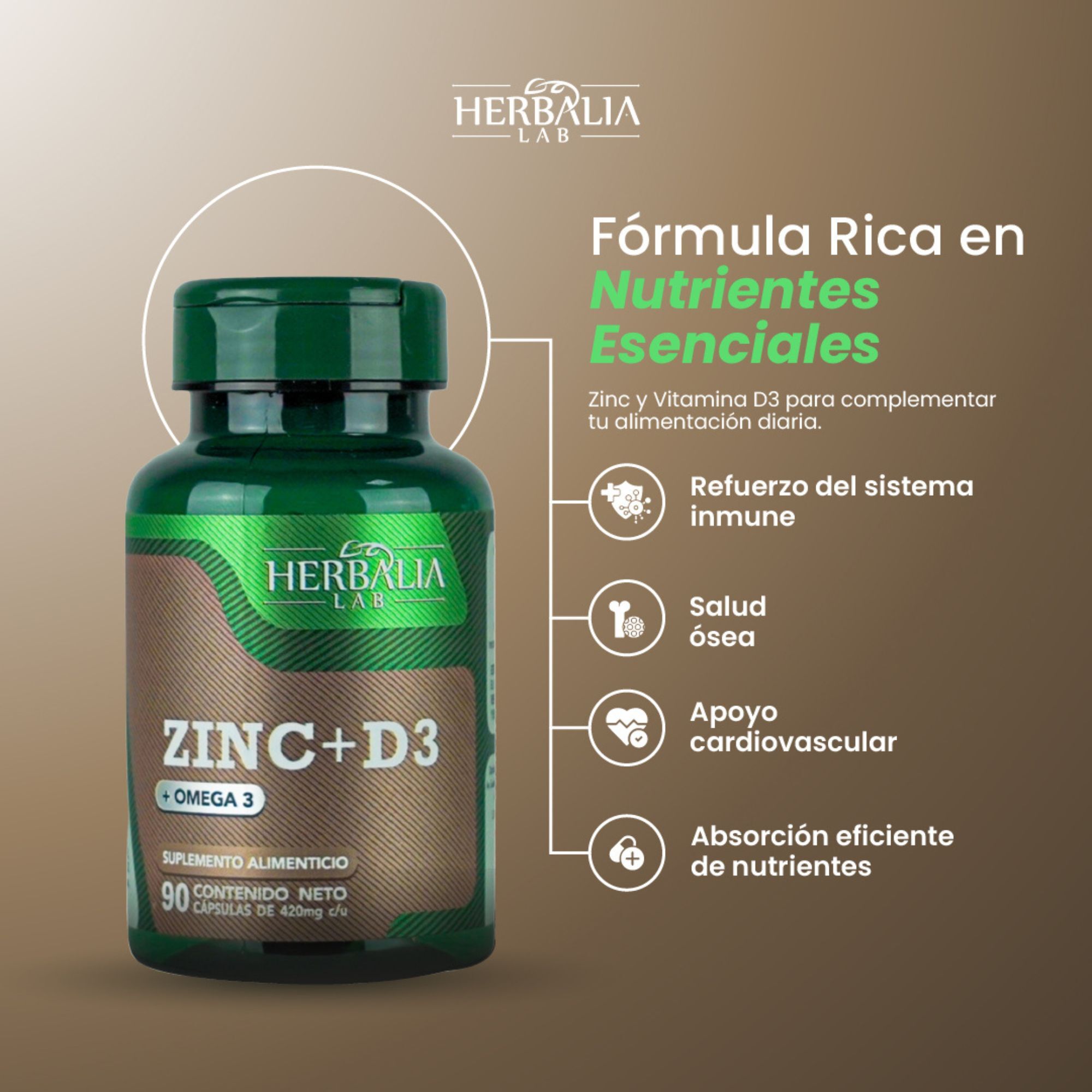 Foto 8 | Herbalia Lab Cápsulas De Zinc y Vitamina D3 Reforzadas con Omega 3