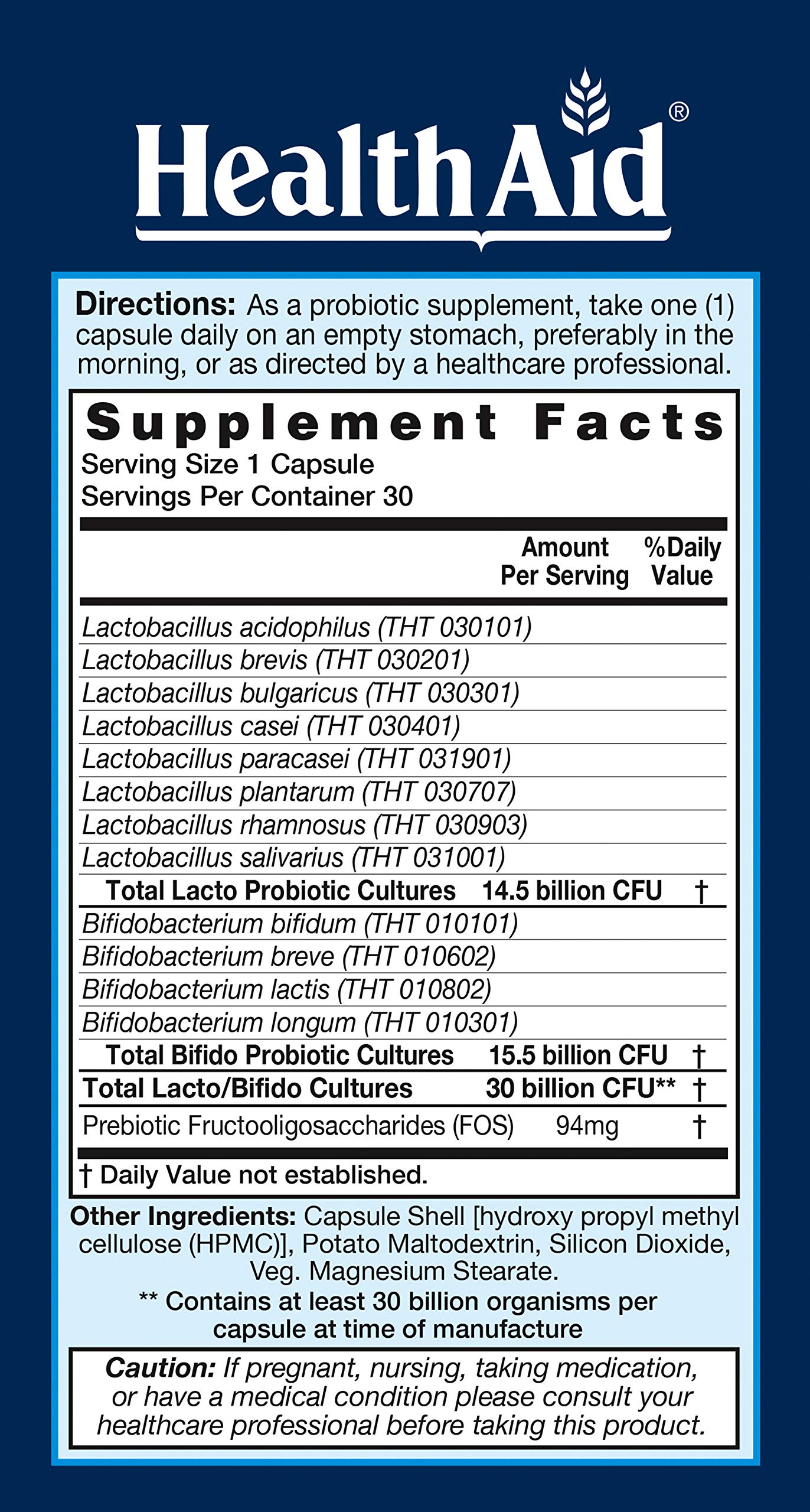 Foto 4 pulgar | Suplemento Health Aid Senior Probiotic de 30 Cápsulas-Venta Internacional