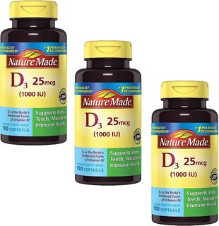 Foto 1 | Vitamina D-3 Nature Made 1000 Ui 100 Comprimidos Paquete de 3 - Venta Internacional