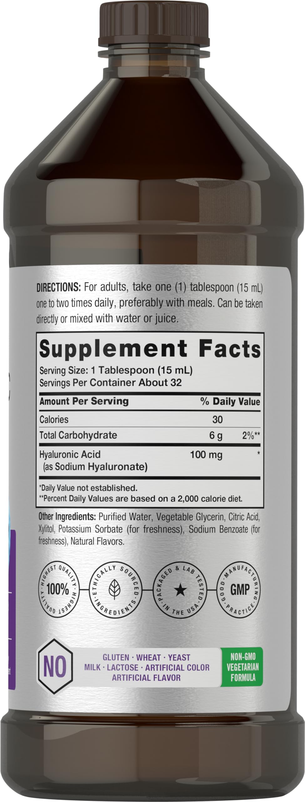 Foto 3 pulgar | Suplemento Horbäach  Ácido Hialurónico Líquido 100 mg 473 ml - Venta Internacional