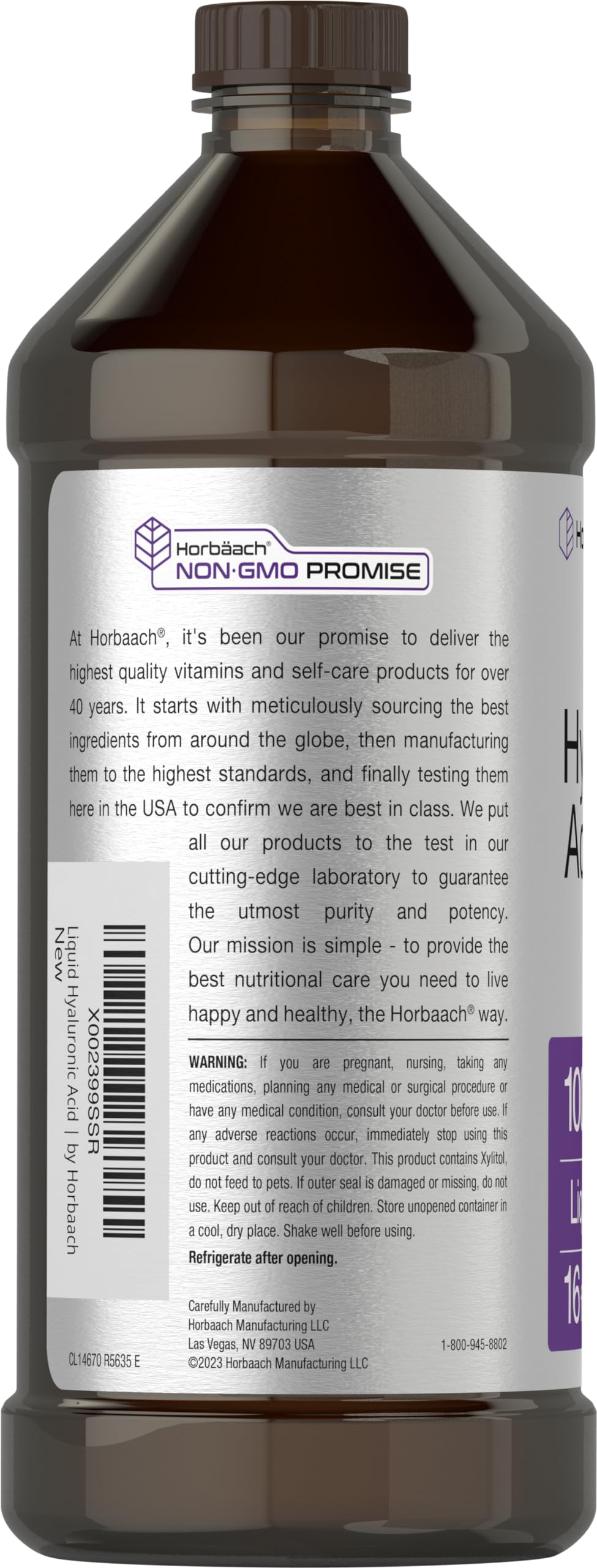 Foto 4 pulgar | Suplemento Horbäach  Ácido Hialurónico Líquido 100 mg 473 ml - Venta Internacional