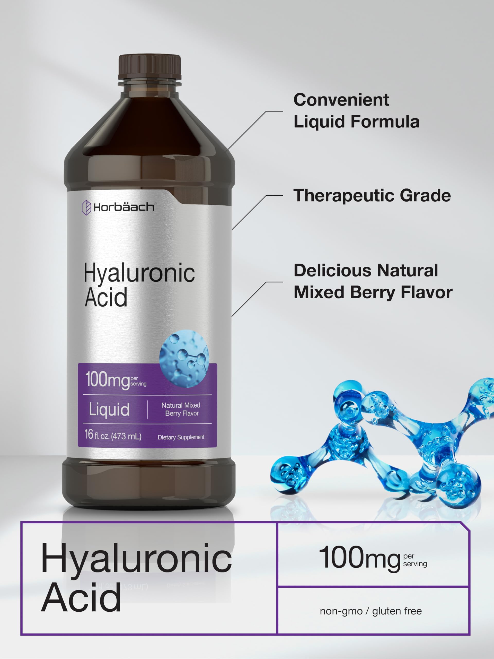 Foto 5 pulgar | Suplemento Horbäach  Ácido Hialurónico Líquido 100 mg 473 ml - Venta Internacional