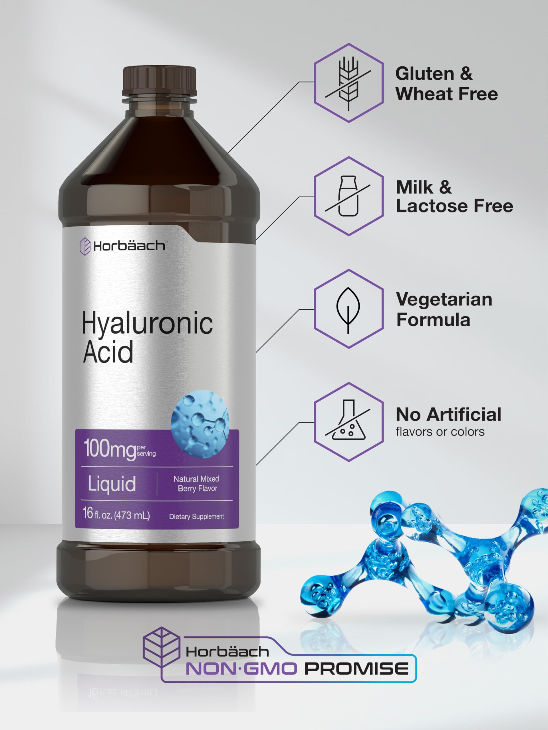 Foto 6 pulgar | Suplemento Horbäach  Ácido Hialurónico Líquido 100 mg 473 ml - Venta Internacional