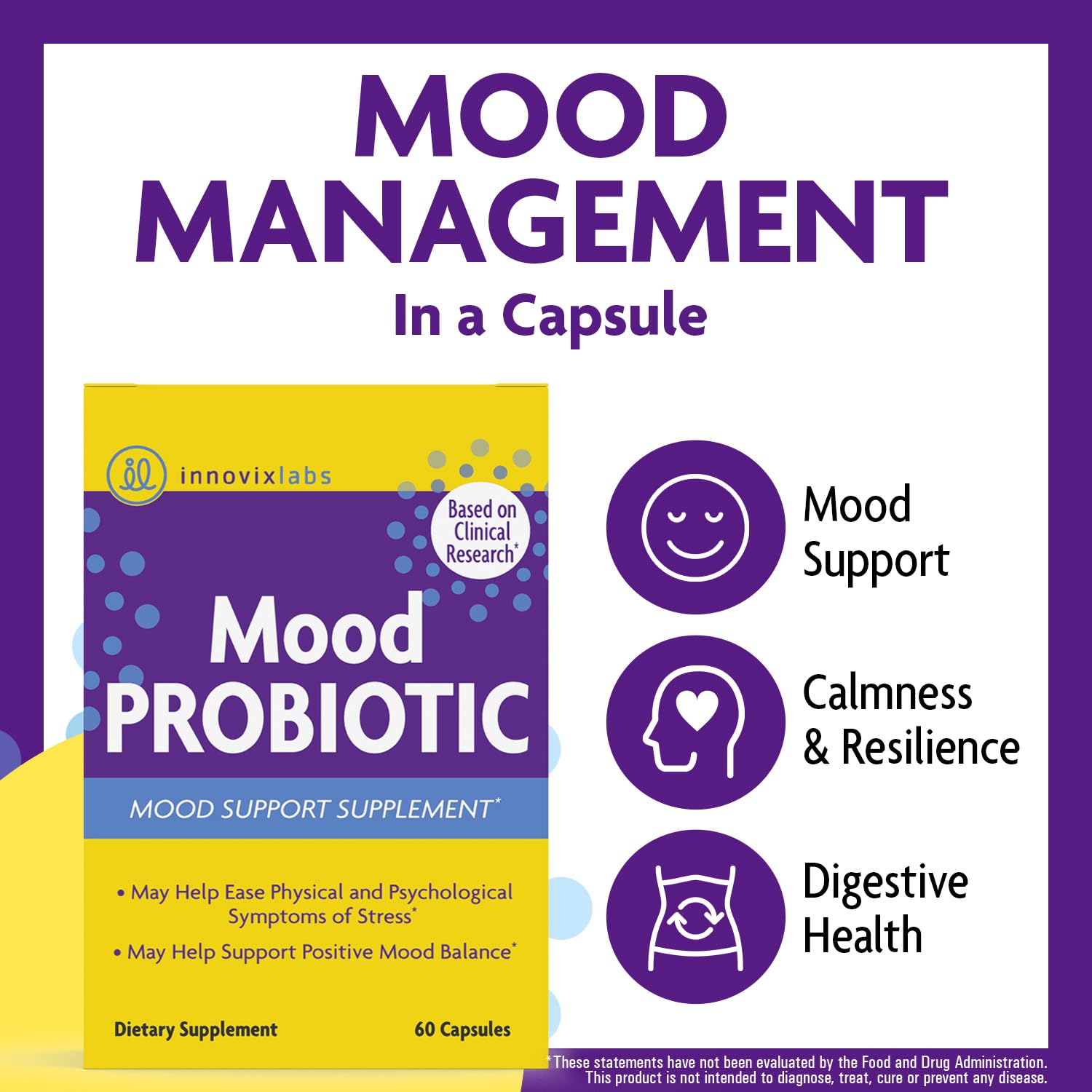 Foto 3 pulgar | Suplemento InnovixLabs Mood Probiotic 60 Cápsulas - Venta Internacional