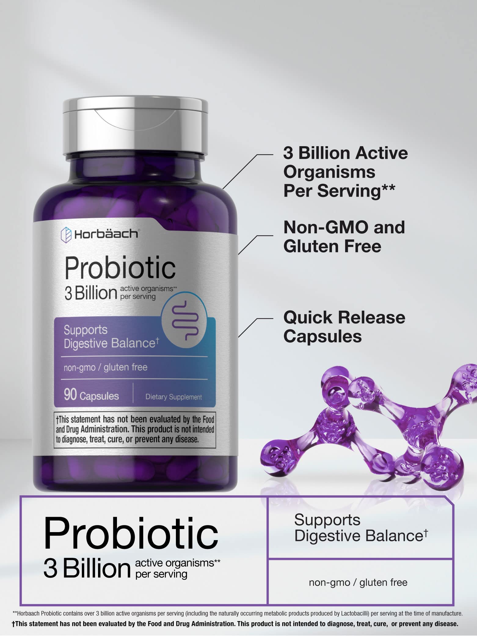 Foto 4 pulgar | Probiotic Horbäach 3 Billion  Cfu 90 Cápsulas  - Venta Internacional