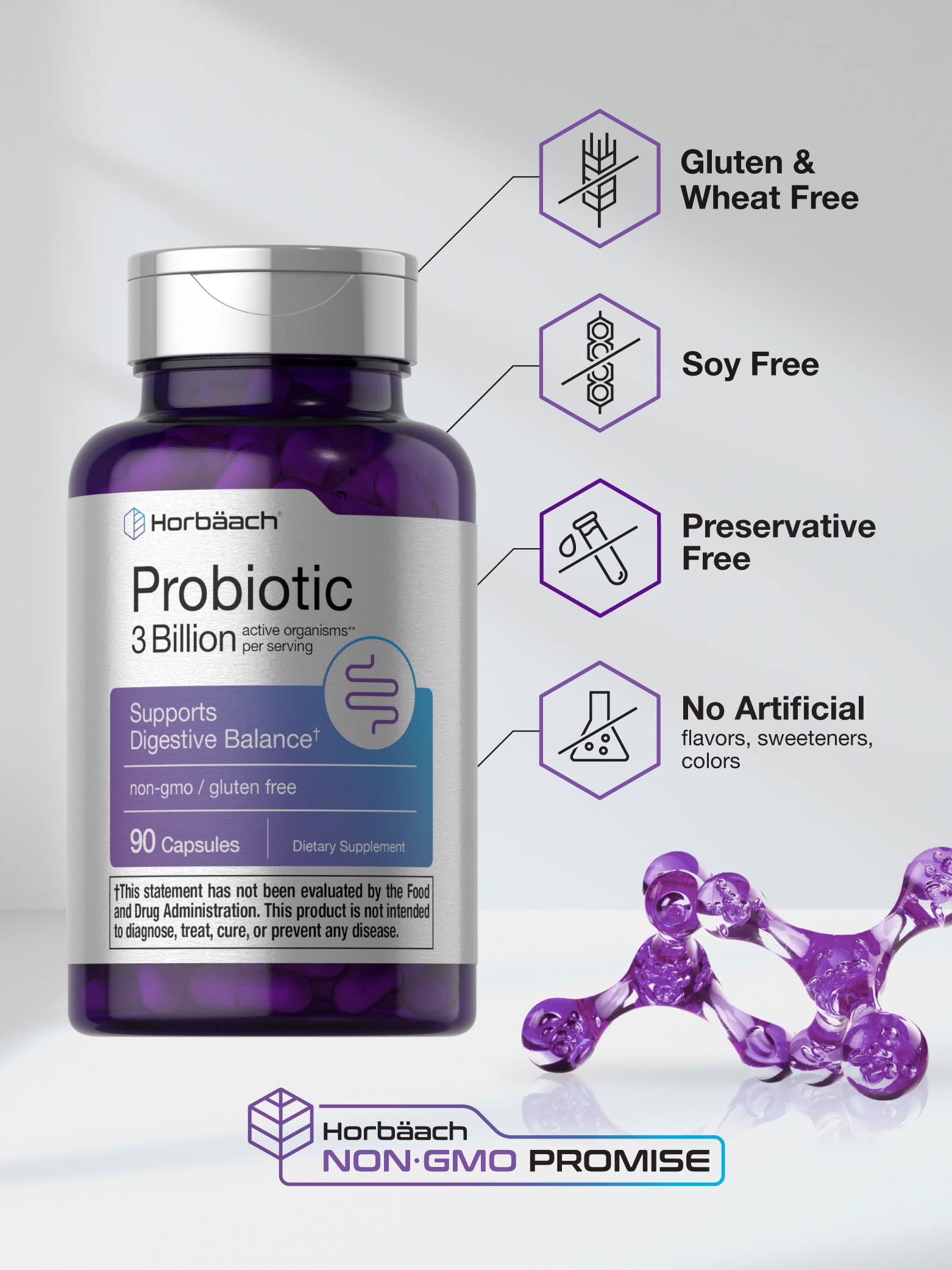 Foto 5 pulgar | Probiotic Horbäach 3 Billion  Cfu 90 Cápsulas  - Venta Internacional