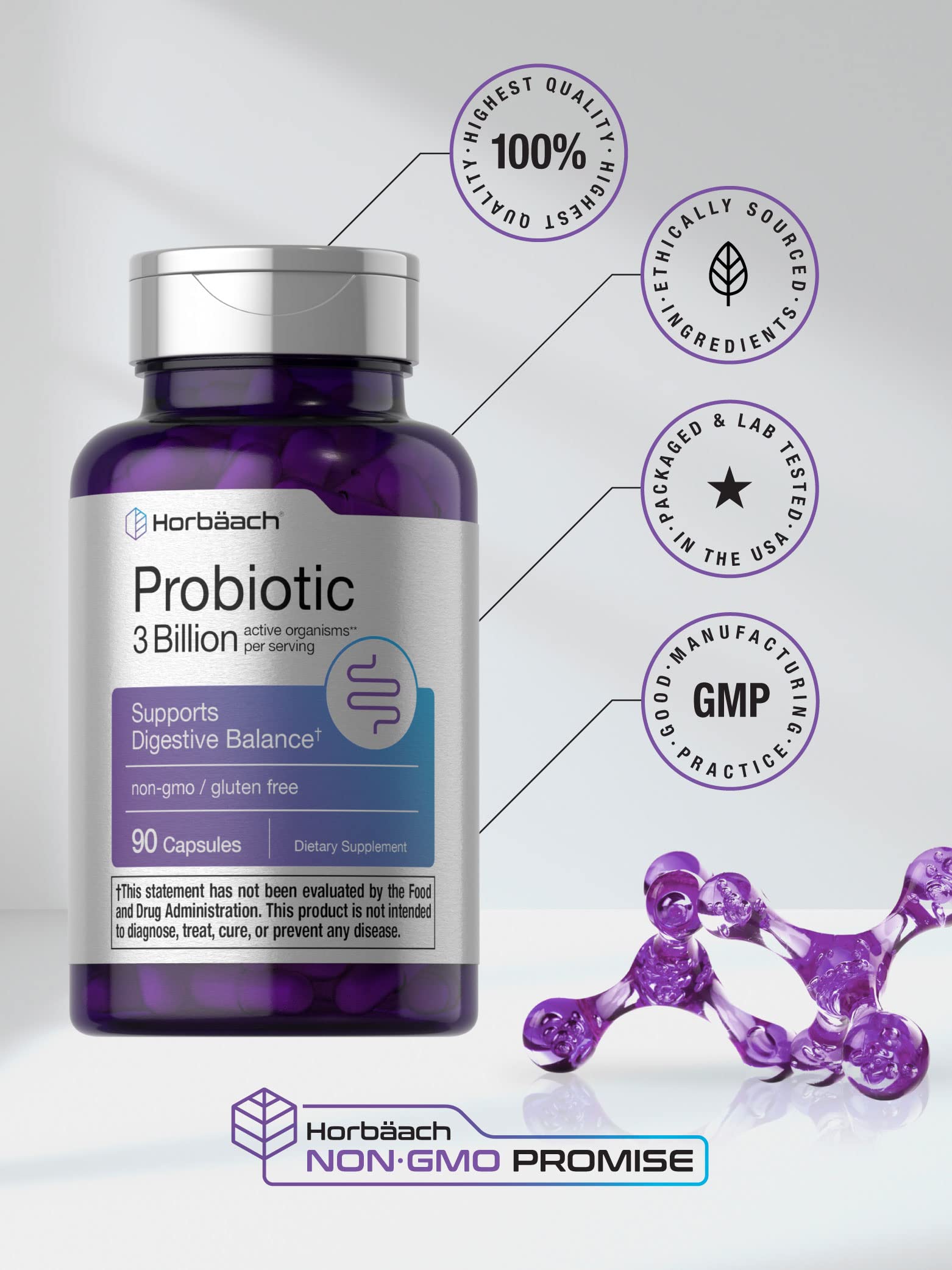 Foto 6 pulgar | Probiotic Horbäach 3 Billion  Cfu 90 Cápsulas  - Venta Internacional