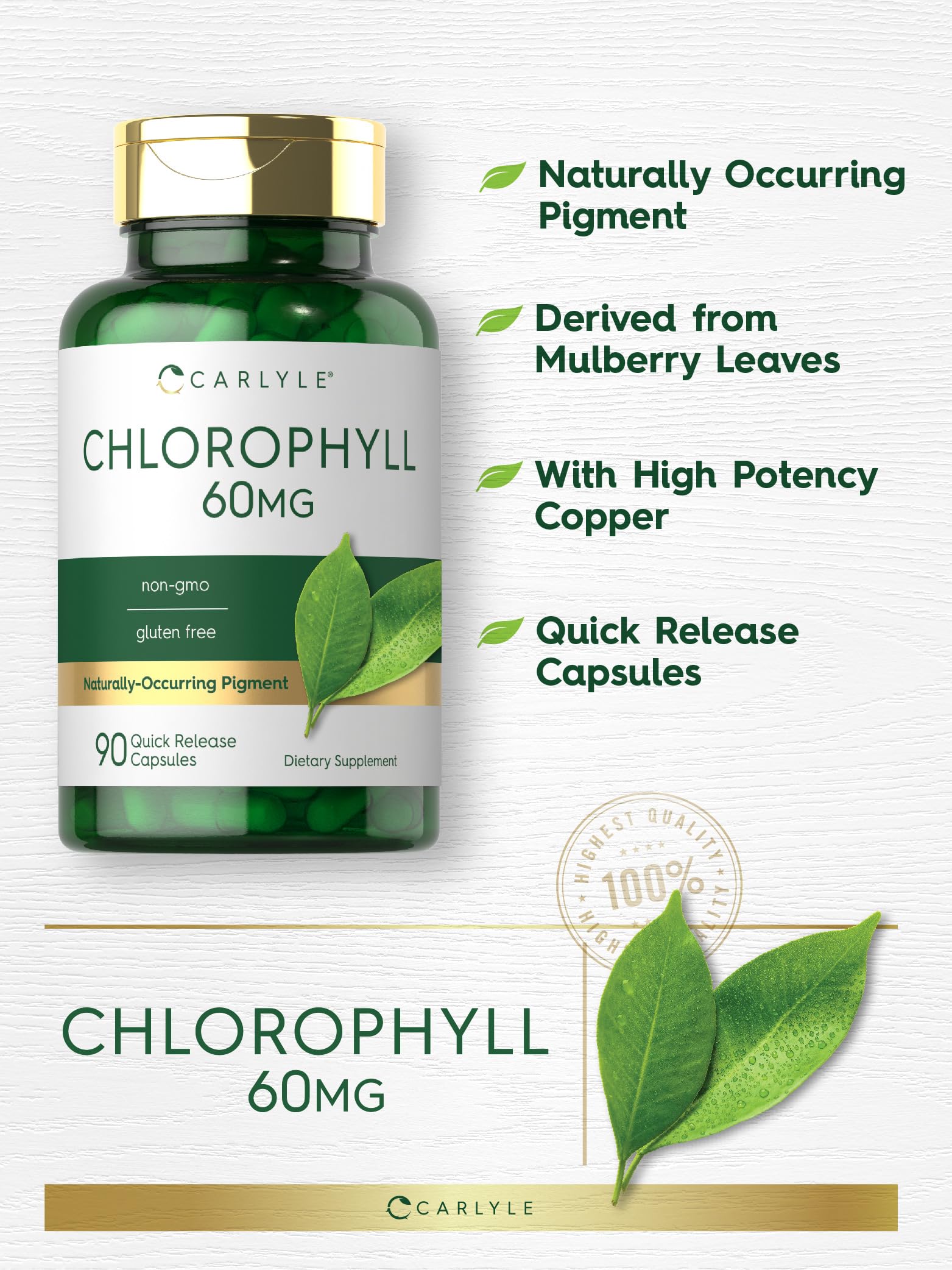 Foto 3 | Suplemento Carlyle Píldoras De Clorofila 90 Cápsulas 60 Mg - Venta Internacional