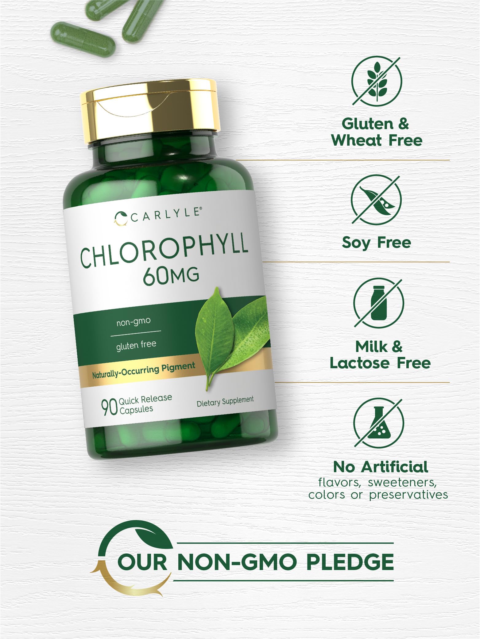 Foto 4 | Suplemento Carlyle Píldoras De Clorofila 90 Cápsulas 60 Mg - Venta Internacional