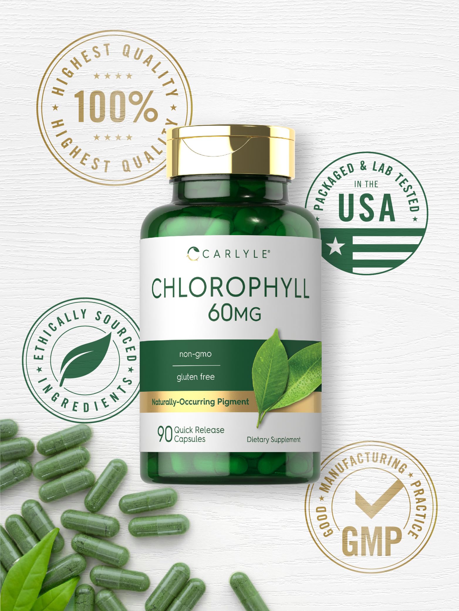 Foto 5 | Suplemento Carlyle Píldoras De Clorofila 90 Cápsulas 60 Mg - Venta Internacional