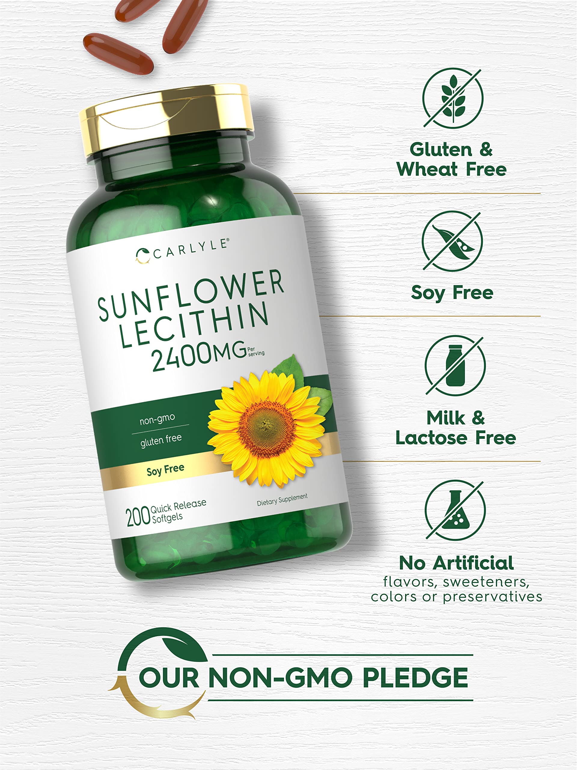Foto 4 | Suplemento Carlyle Lecitina de Girasol 2400 Mg 200 Cápsulas- Venta Internacional