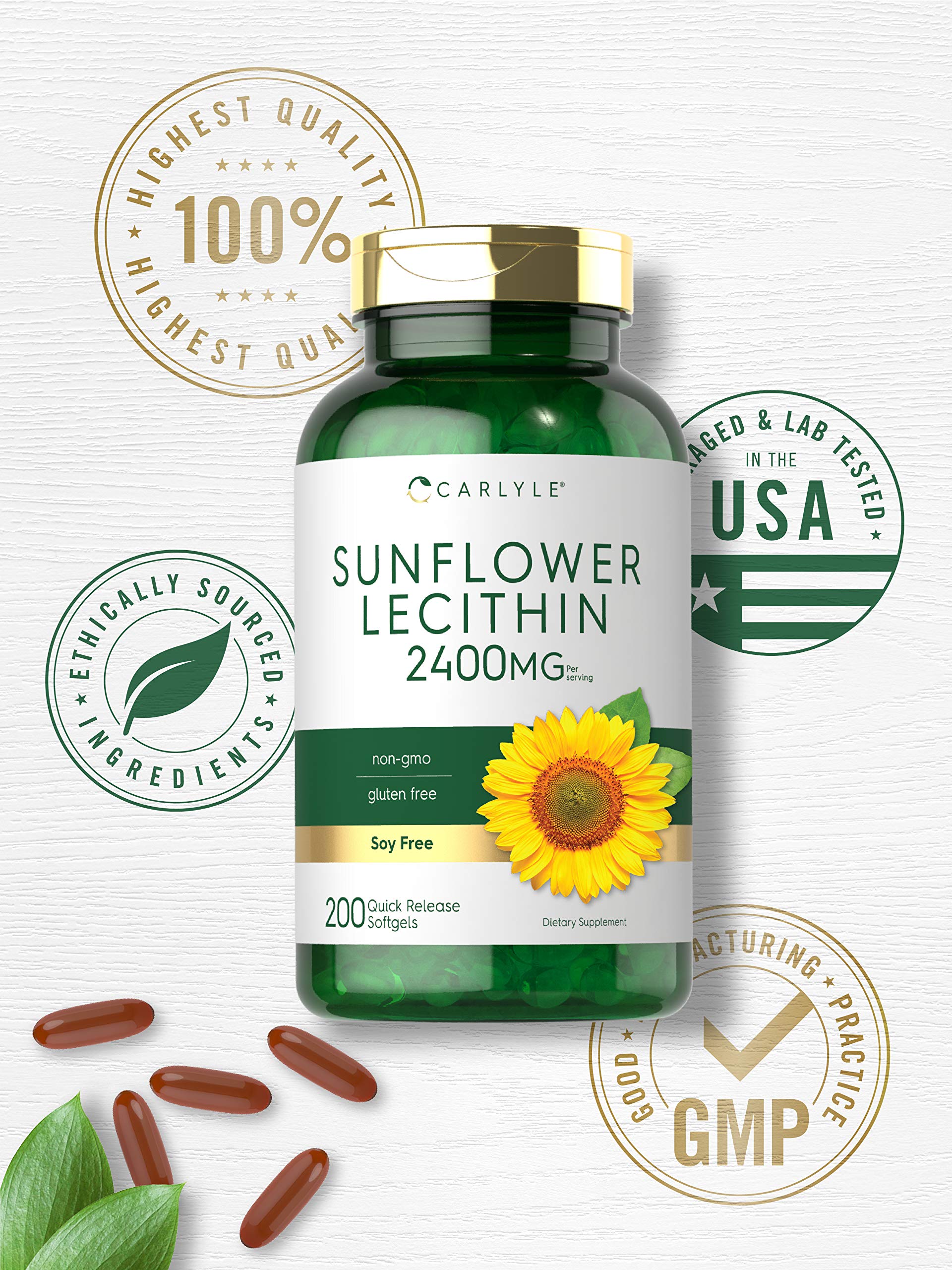 Foto 6 pulgar | Suplemento Carlyle Lecitina de Girasol 2400 Mg 200 Cápsulas- Venta Internacional