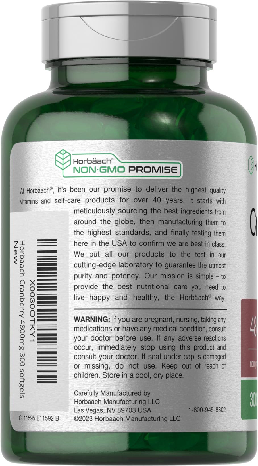 Foto 4 pulgar | Suplemento Horbäach Píldoras de Arándano 4800 mg 300 Cápsulas Blandas - Venta Internacional