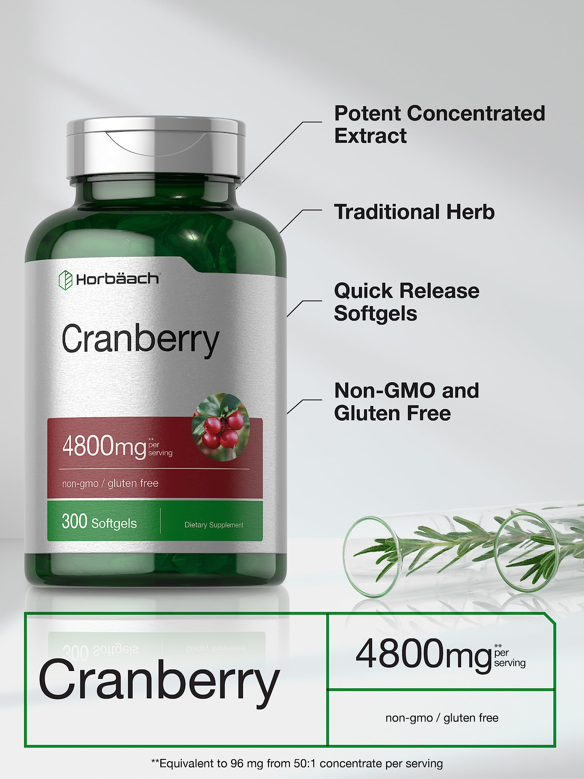 Foto 5 pulgar | Suplemento Horbäach Píldoras de Arándano 4800 mg 300 Cápsulas Blandas - Venta Internacional