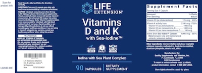 Foto 2 | Suplemento Vitaminas D y K de Life Extension con Yodo Marino - Venta Internacional
