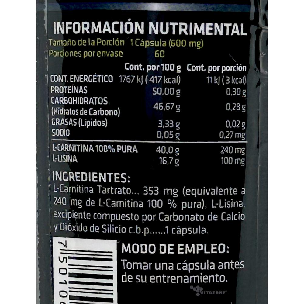 Foto 3 pulgar | L-Carnitina Pro Winner 600 mg 60 Cápsulas