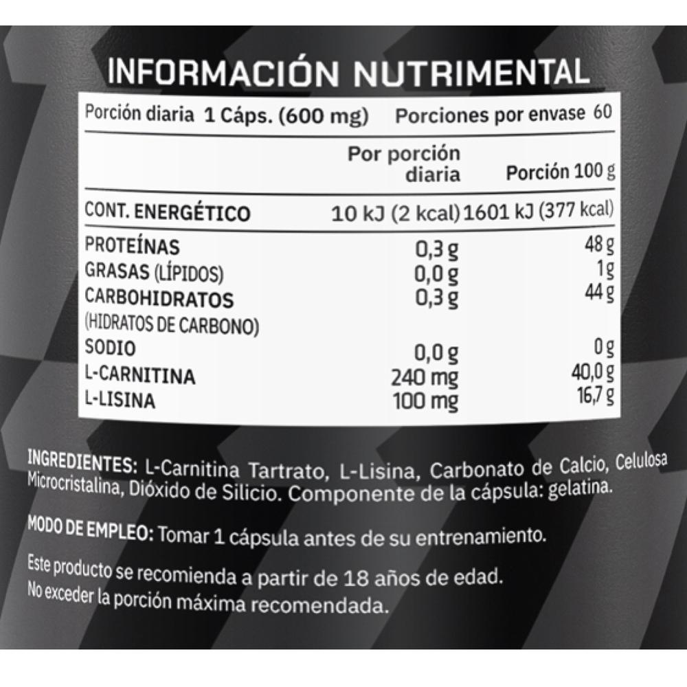 Foto 8 pulgar | L-Carnitina Pro Winner 600 mg 60 Cápsulas