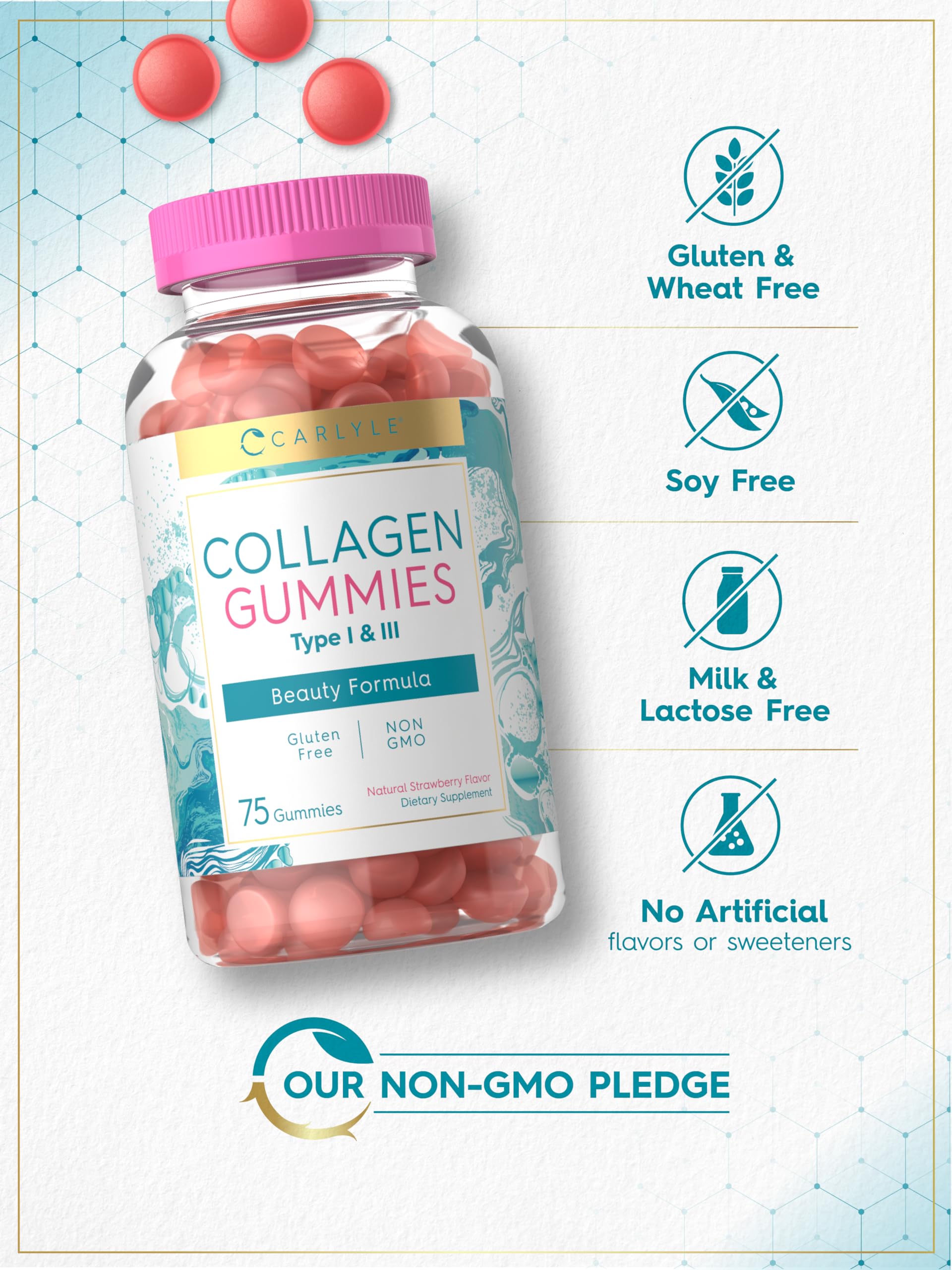 Foto 6 pulgar | Suplemento de Gomitas de Péptido de Colágeno Carlyle Tipo 1 y 3 - Venta Internacional