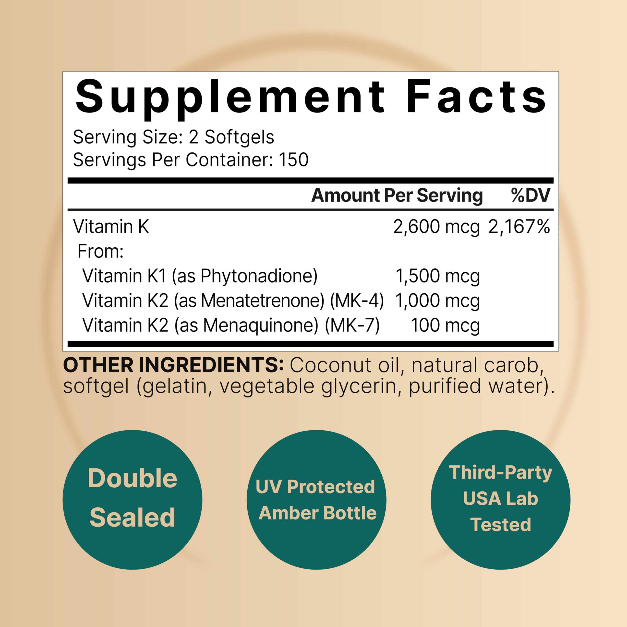 Foto 3 pulgar | Complejo de Vitamina K Natubell 2.600 MCG 300 Cápsulas Blandas - Venta Internacional