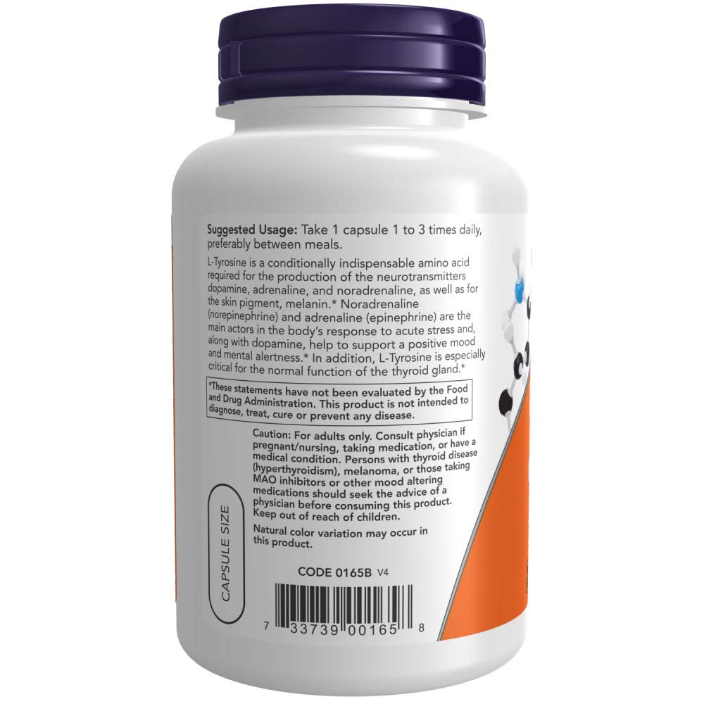 Foto 4 pulgar | Suplemento Now L-Tirosina 750 mg 90 Cápsulas - Venta Internacional