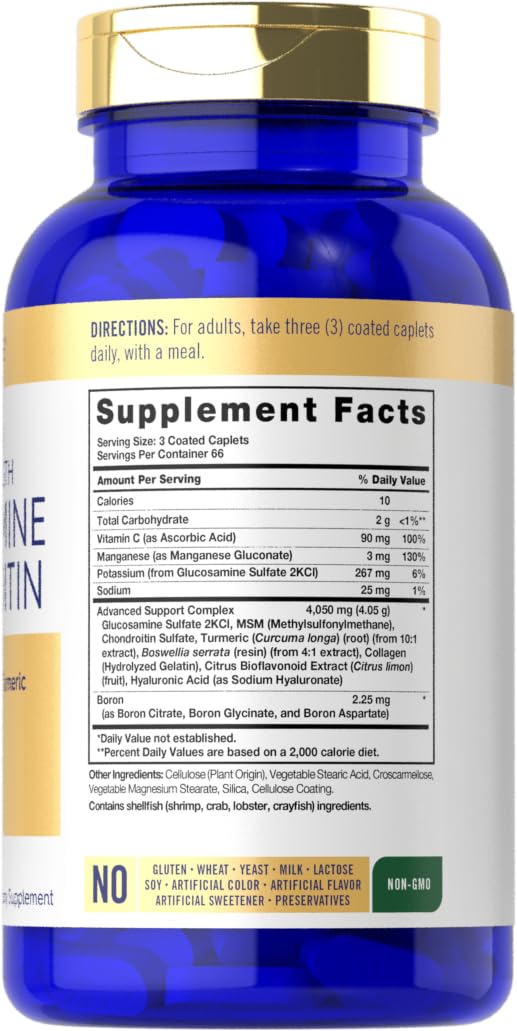 Foto 3 pulgar | Suplemento Carlyle: Glucosamina Condroitina Msm Cúrcuma 200 Unidades - Venta Internacional