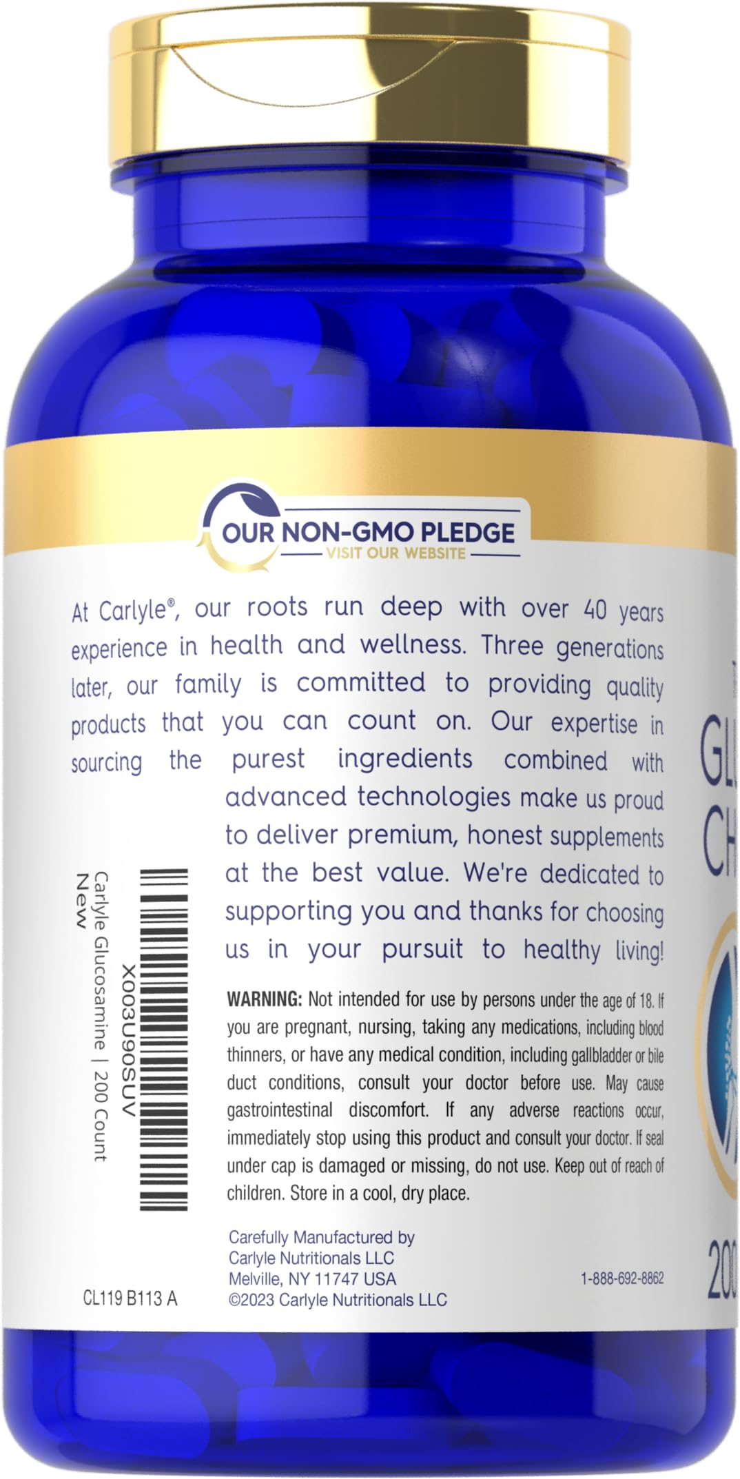 Foto 4 pulgar | Suplemento Carlyle: Glucosamina Condroitina Msm Cúrcuma 200 Unidades - Venta Internacional