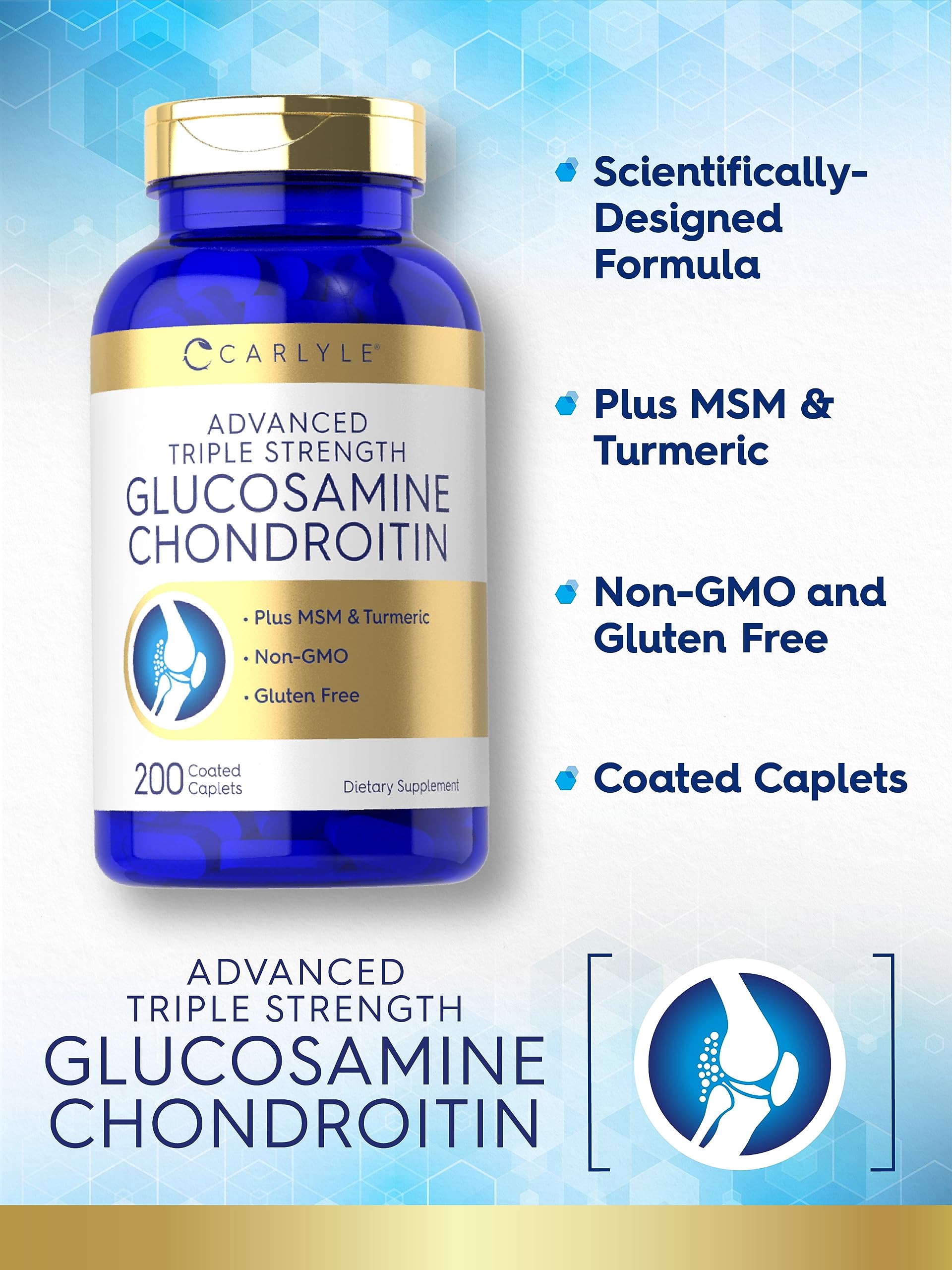 Foto 5 pulgar | Suplemento Carlyle: Glucosamina Condroitina Msm Cúrcuma 200 Unidades - Venta Internacional